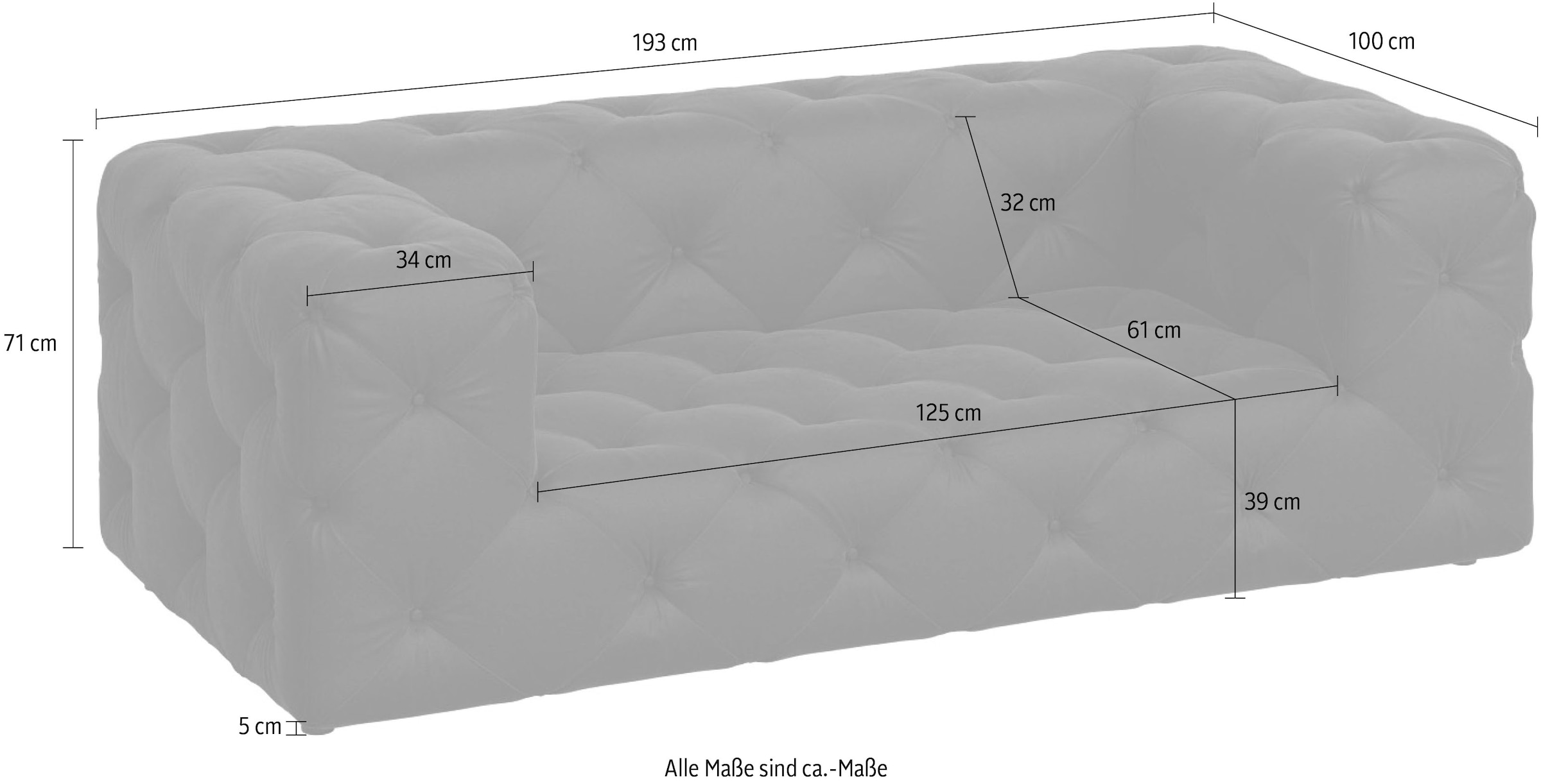 Home affaire 2-places »FOLLINA« Canapé 2 places avec capitonnage Chesterfield classique
