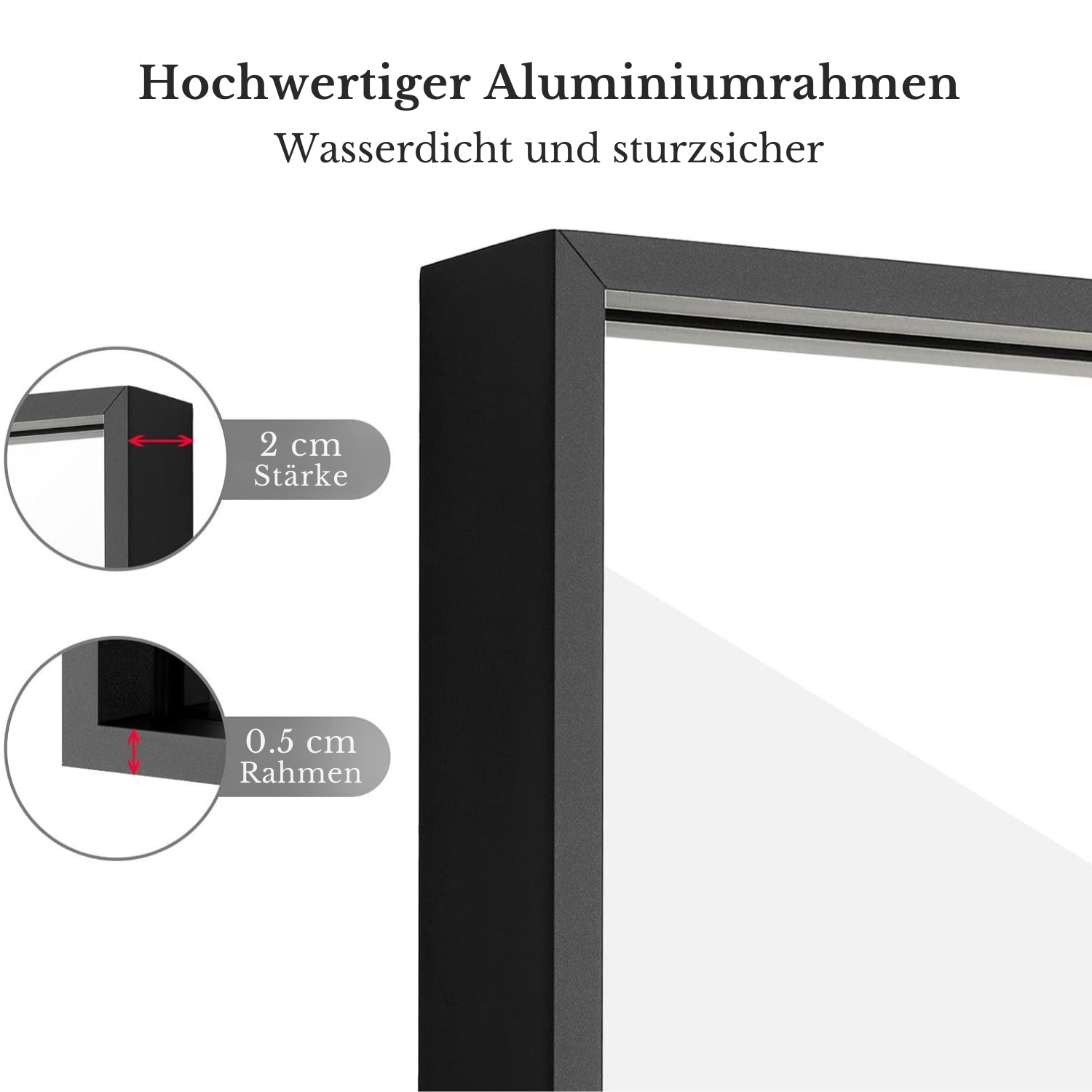 Loevschall Wandspiegel »Rechteckige Spiegel mit schwarzem Alurahmen, wendbar, einfache Montage« Spiegel für Schlafzimmer, Wohnzimmer, Garderobe, Flur und Badezimmer