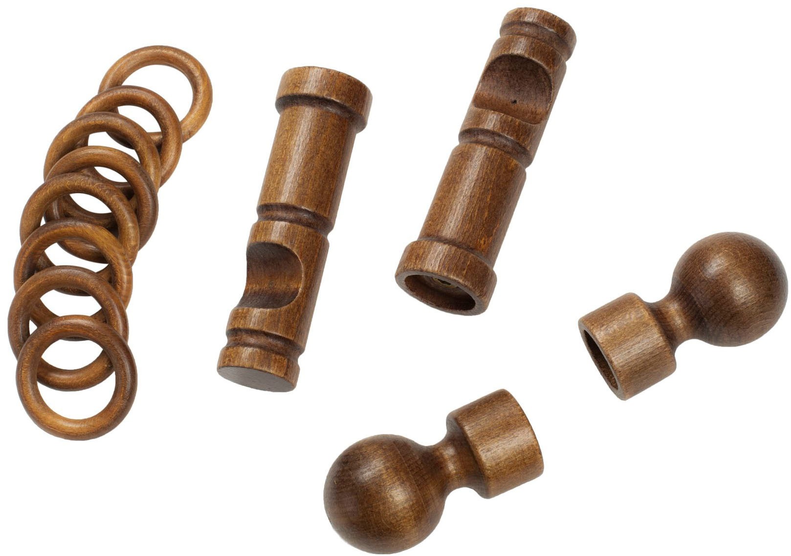 SN DECO GROUP Gardinenstange »Giro«, 1 läufig-läufig, Fixmass, 28 mm, Holz, verschiedenen Längen und Farben, Komplettset