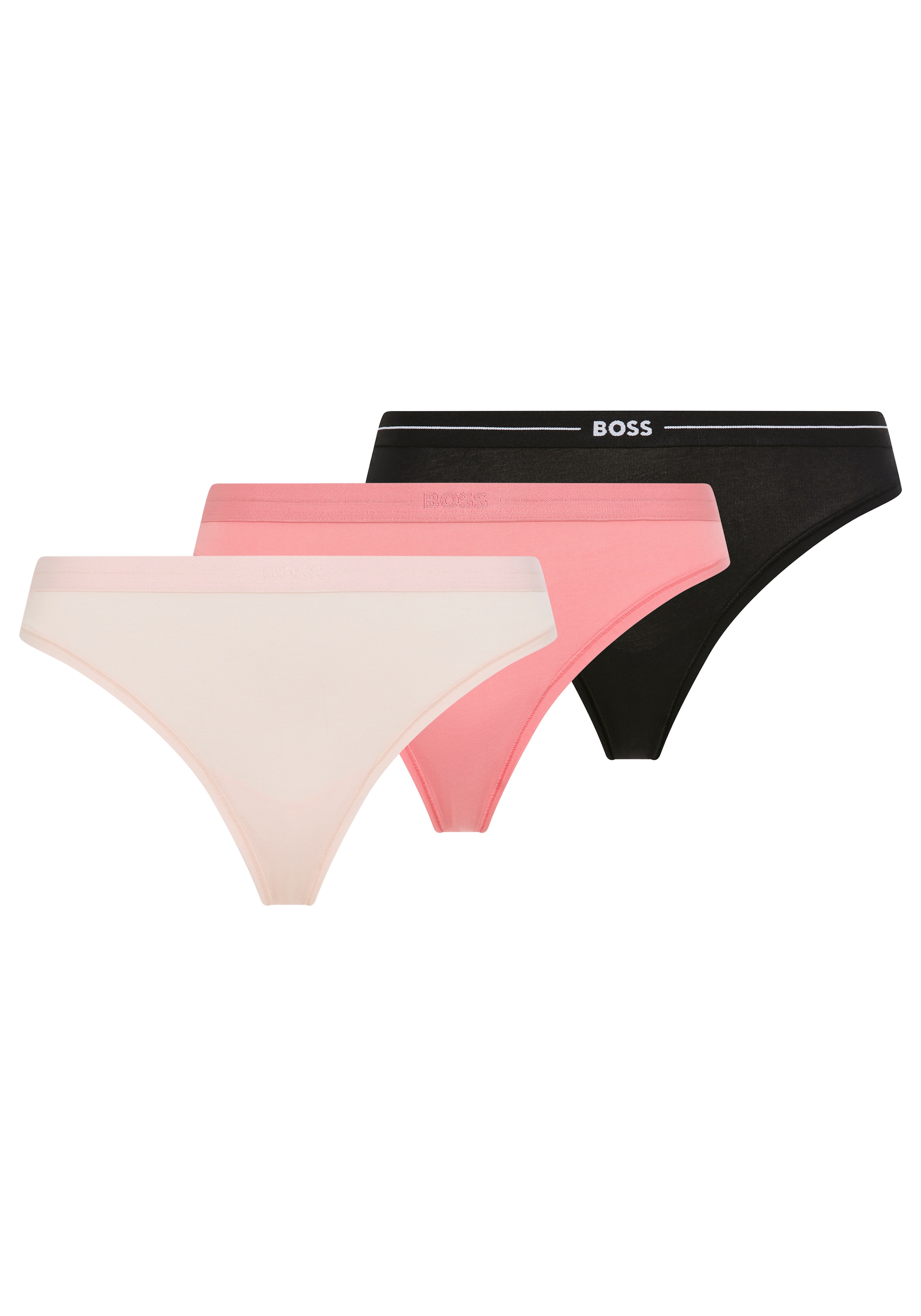 Image of BOSS String "3P THONG" Packung, 3er, 3 Stk. mit BOSS Logobund