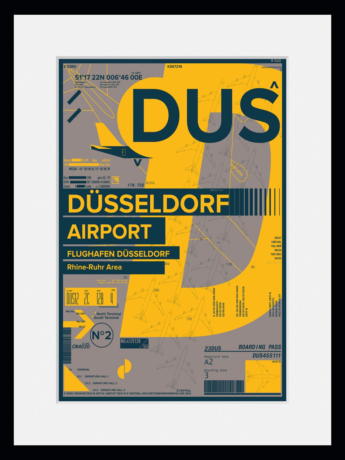 Image of queence Bild "DUS AIRPORT" Düsseldorf Fashion Flugzeuge Gebäude Magazincover Mode 1 Stk. tlg. HD Premium Poster-Druck inkl. Holzrahmen