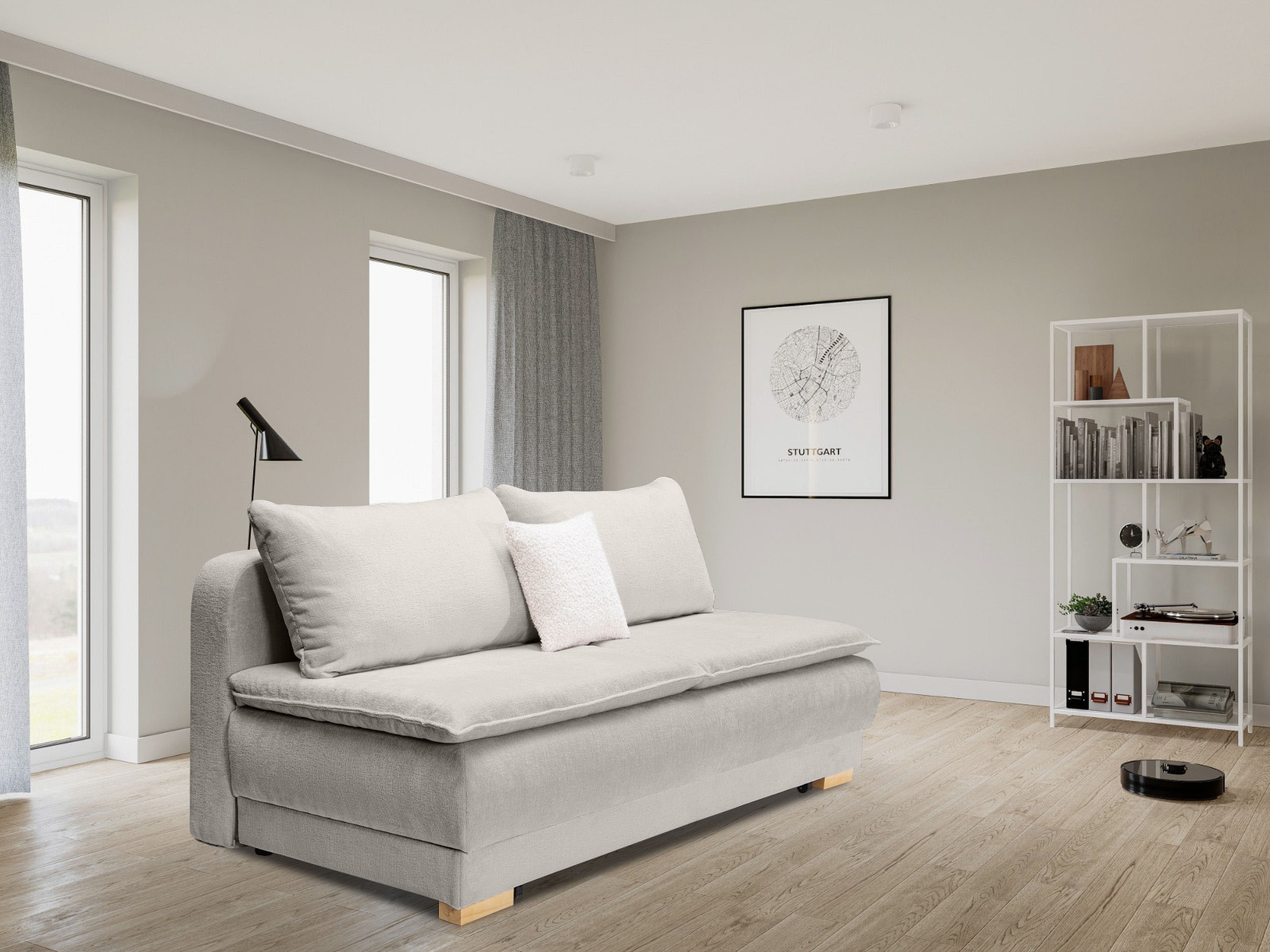 Image of Home affaire Schlafsofa "Bea, B: 218 cm, Liegel. 158x198 cm" Bettfunktion, Bettkasten & 1 Zierkissen, Dauerschlafsofa mit Boxspring