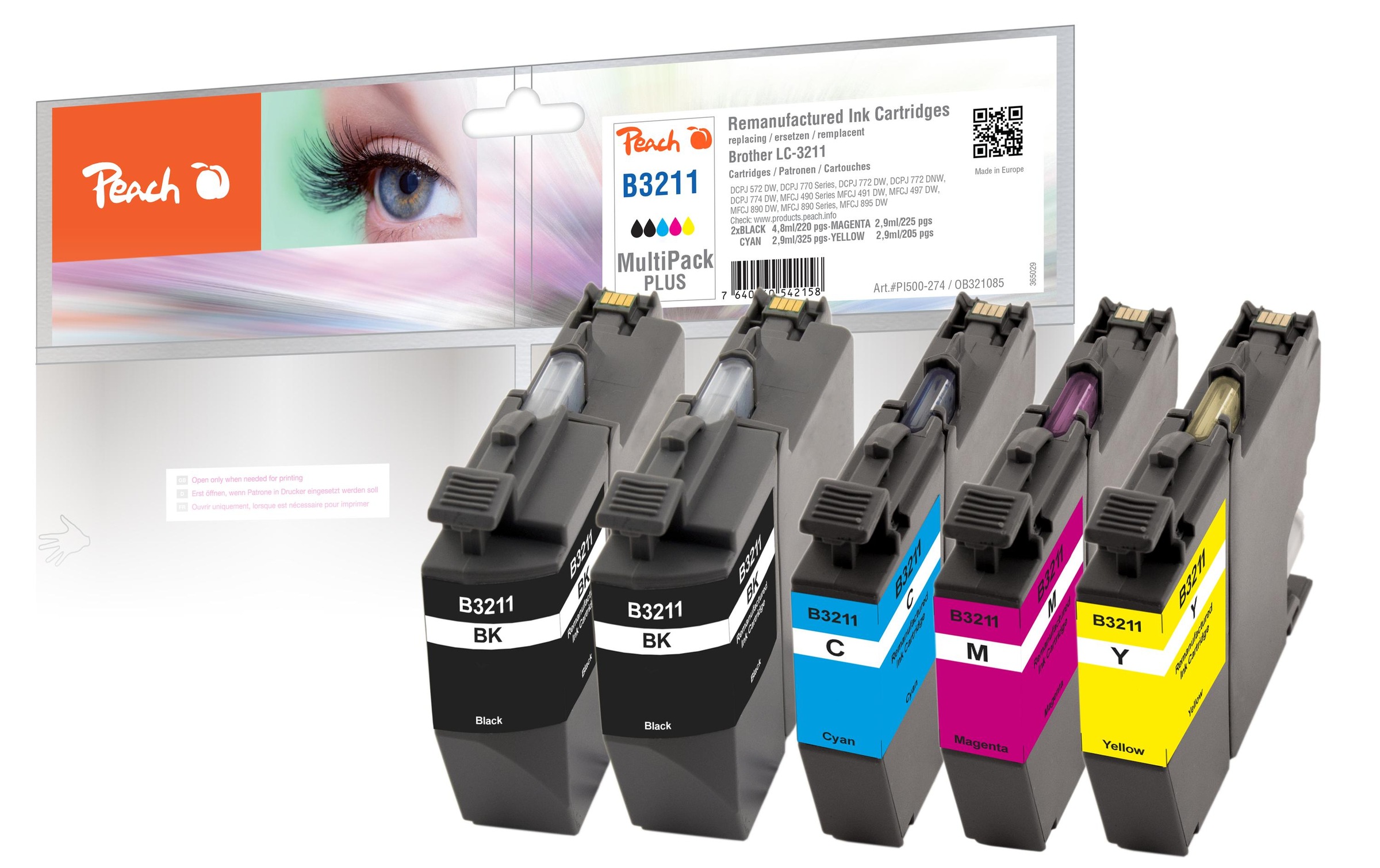 Image of Peach Tintenpatrone "Brother LC-3211, Multi-Pack-Plus C, M, Y, BK"