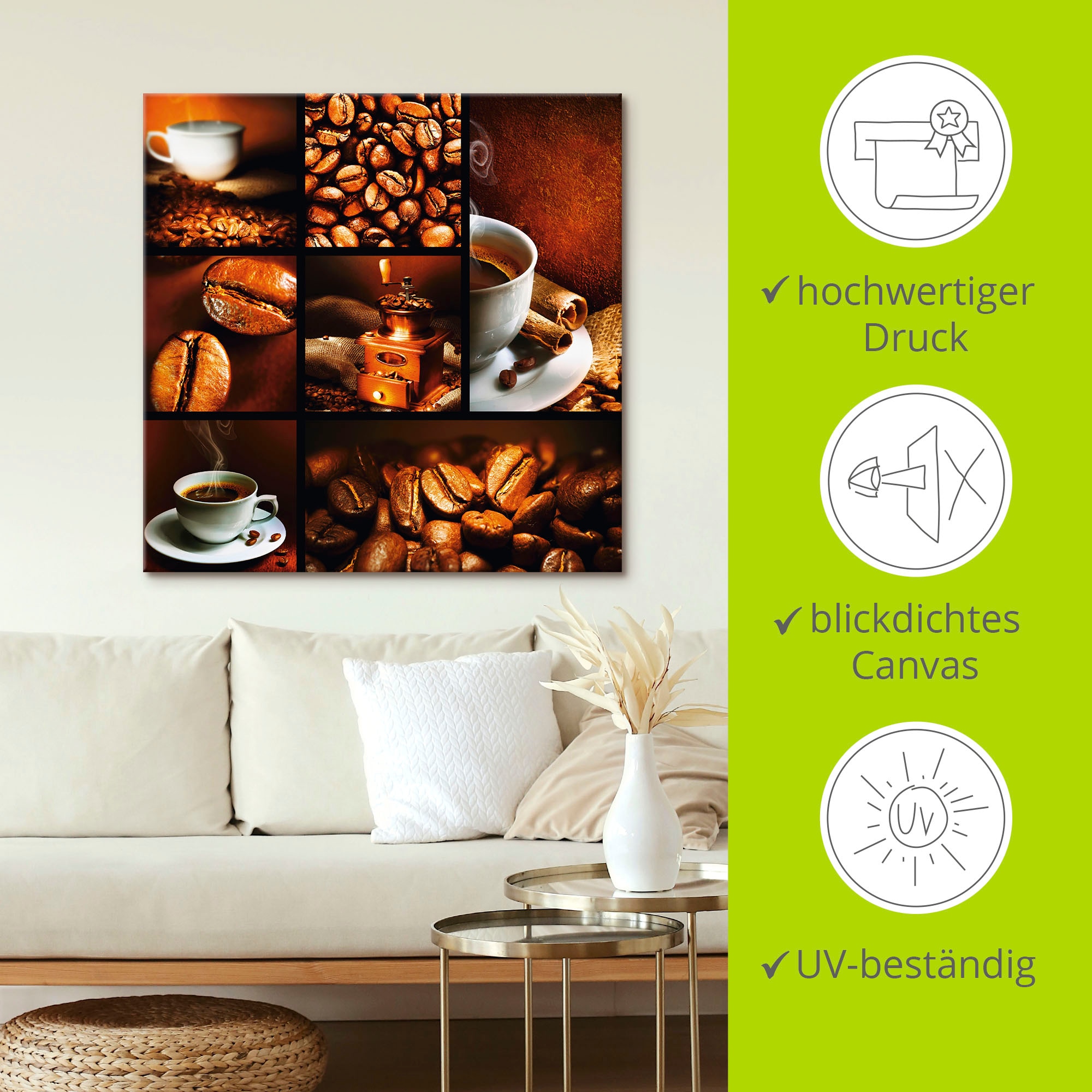 Artland Wandbild »Kaffee Collage«, Getränke, (1 St.), als Leinwandbild, Poster, Wandaufkleber in verschied. Grössen