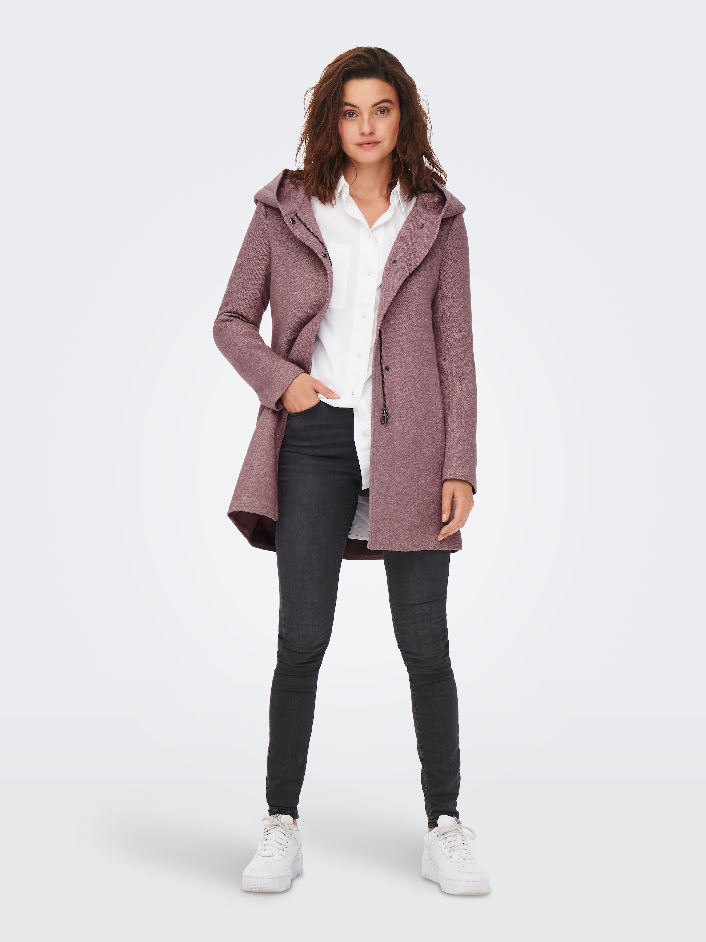 ONLY Veste longue »ONLSEDONA LIGHT COAT OTW NOOS« mit Kapuze in melierter Optik