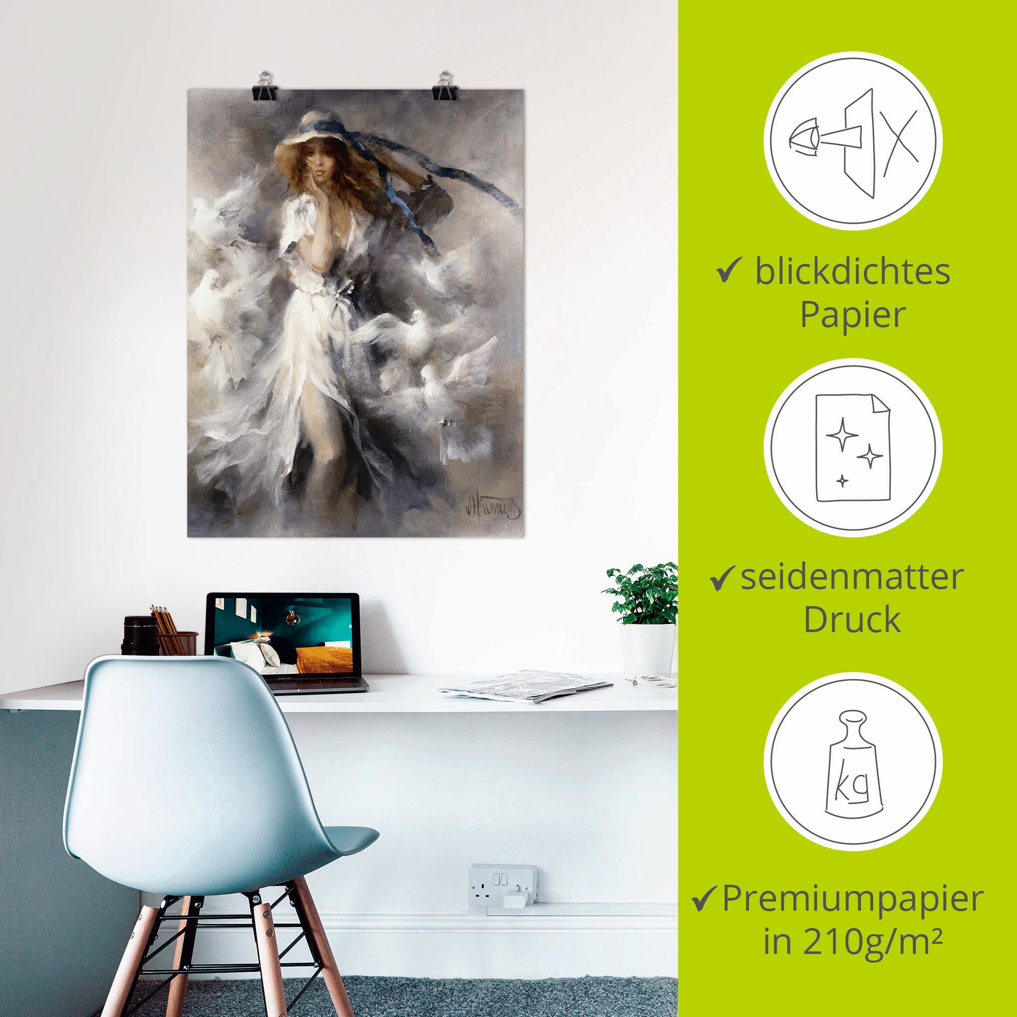 Artland Fresque murale »Tauben« 1 cuis tlg. als Leinwandbild, Poster in verschied. Grössen