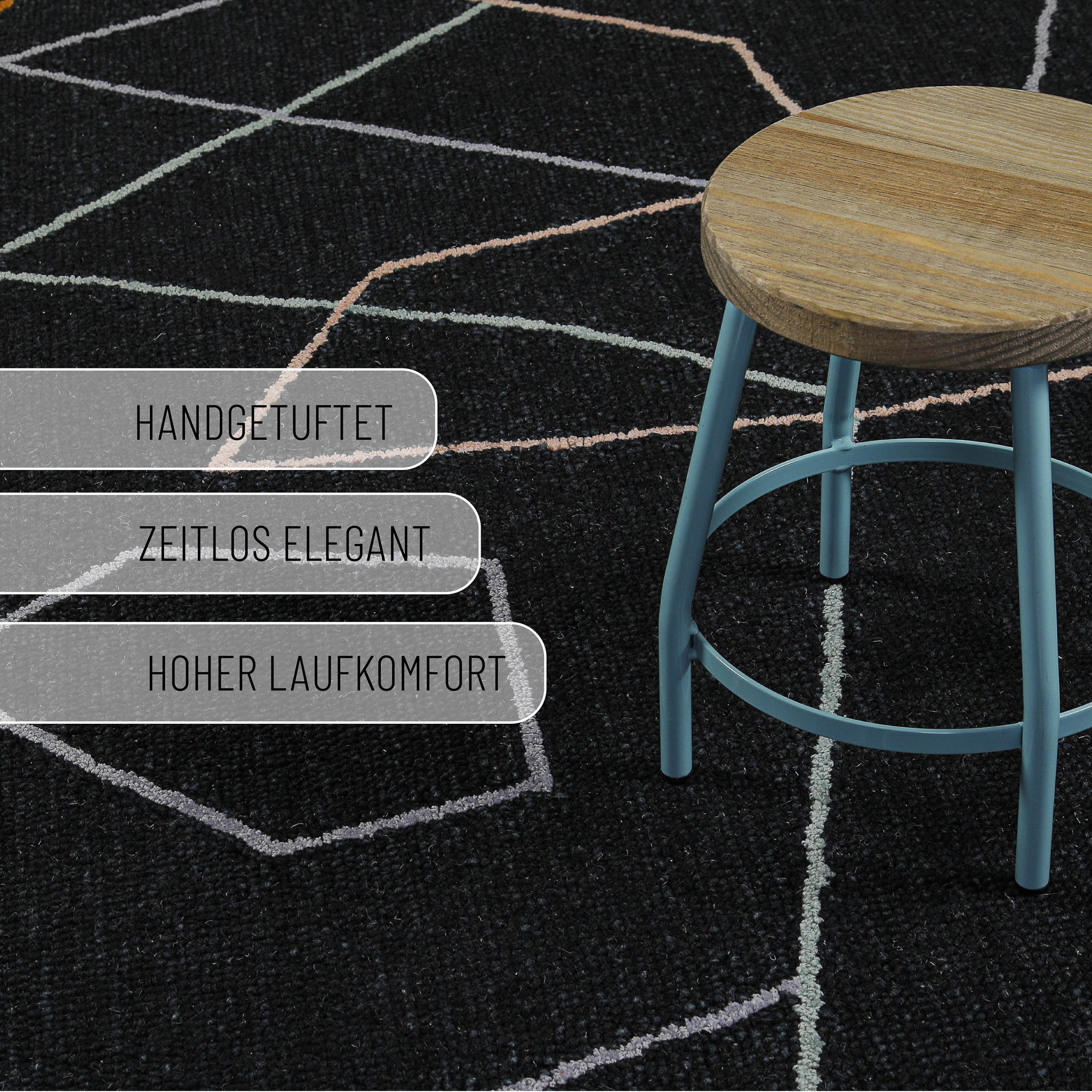 Wecon home Teppich »Nox« rund 6 mm Höhe Wollteppich, abstrakt, hochwertig, handgetuftet, robust, modern