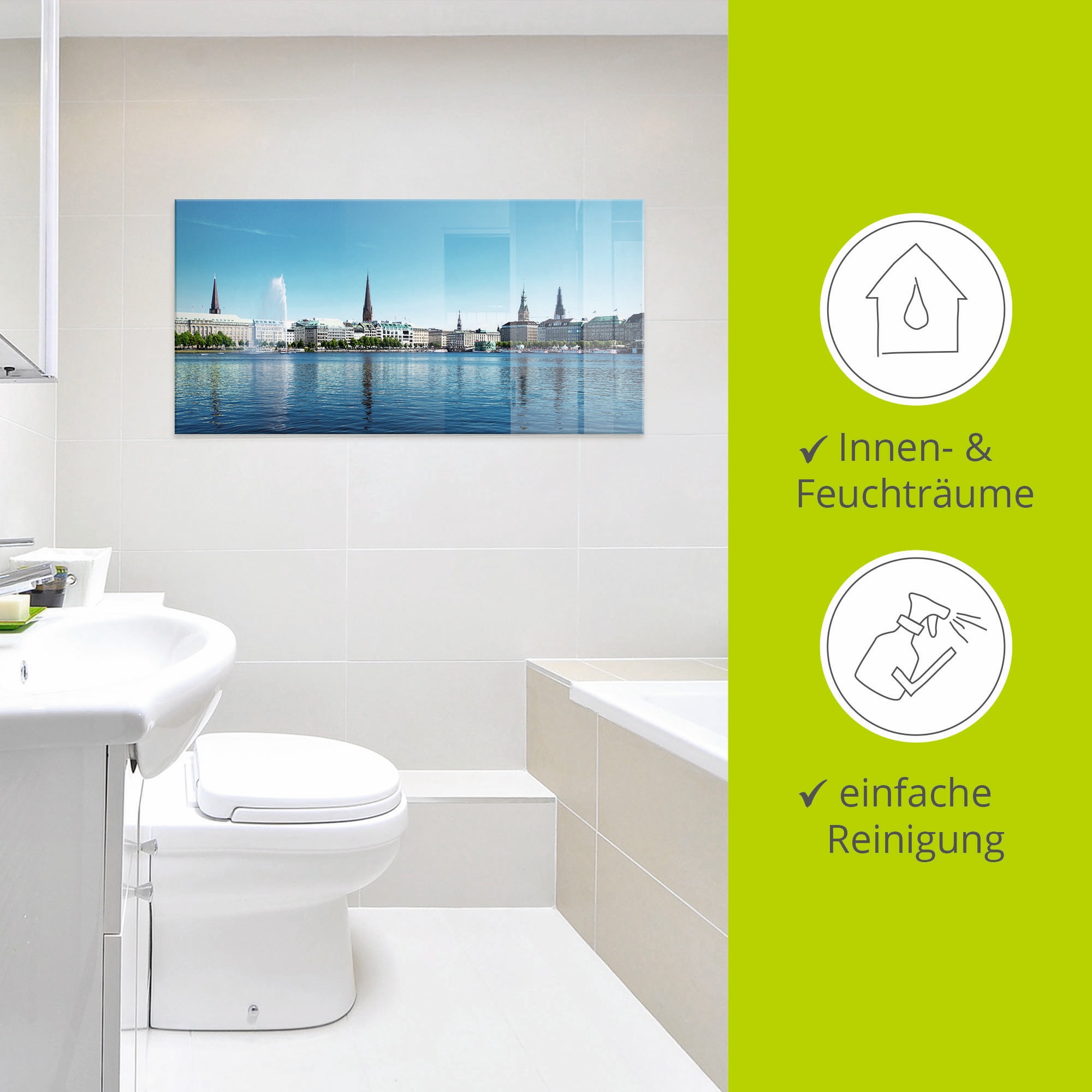 Artland Tableau en verre »Hamburg Alsterpanorama« 1 cuis tlg. in verschiedenen Grössen