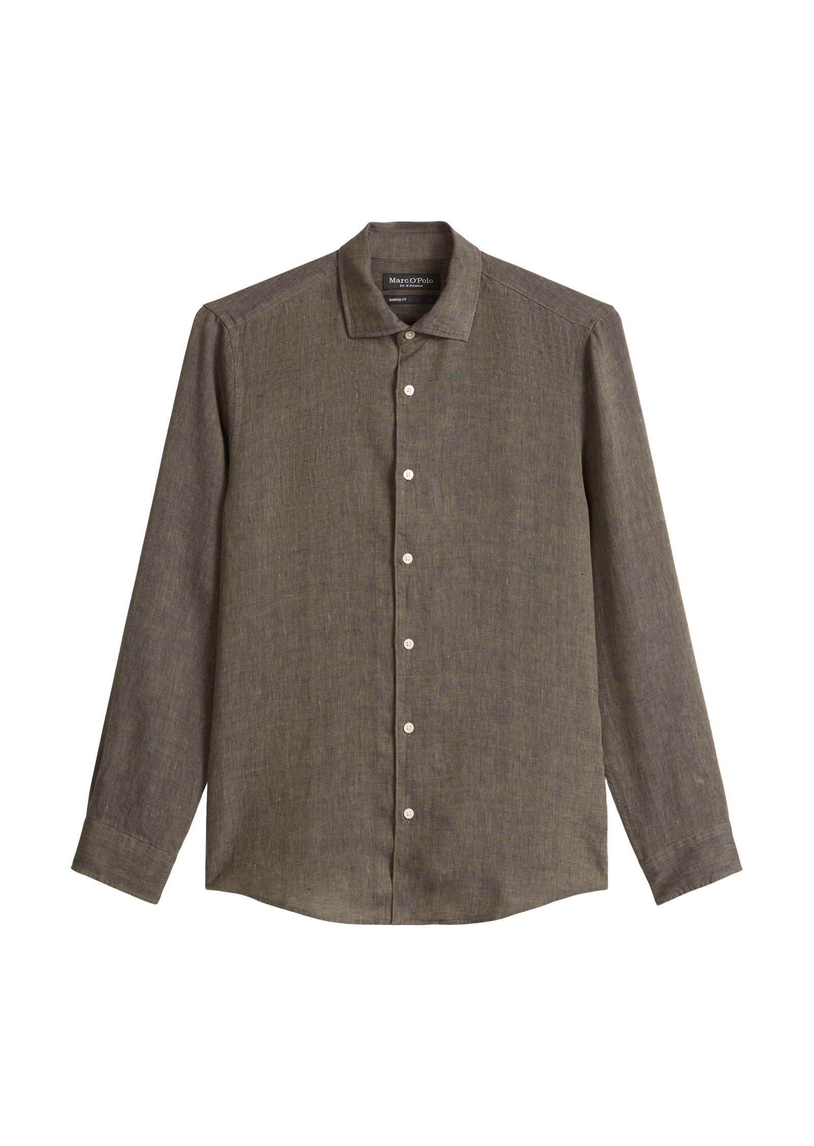 Marc O'Polo Chemise à manches longues coupe ajustée en chambray de lin fin