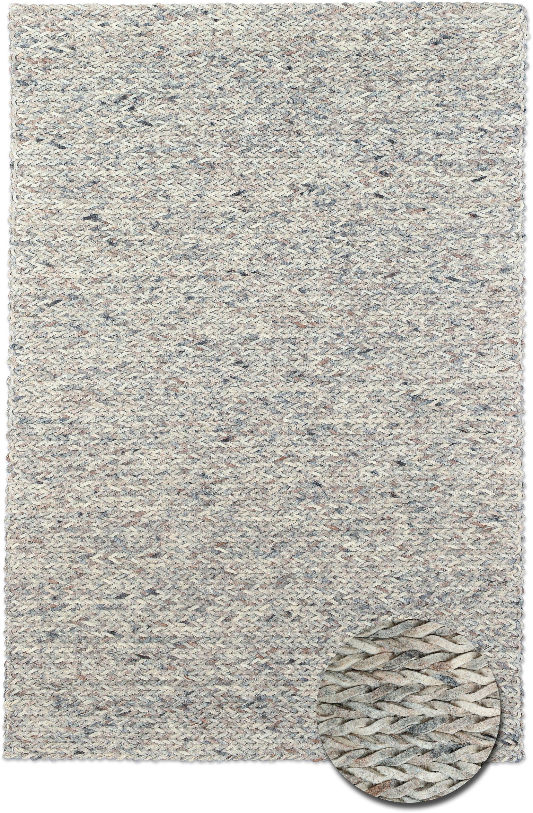 THEKO Wollteppich »Arlberg«, rechteckig, 23 mm Höhe, reine Wolle, Strickoptik, ideal im Wohnzimmer & Schlafzimmer