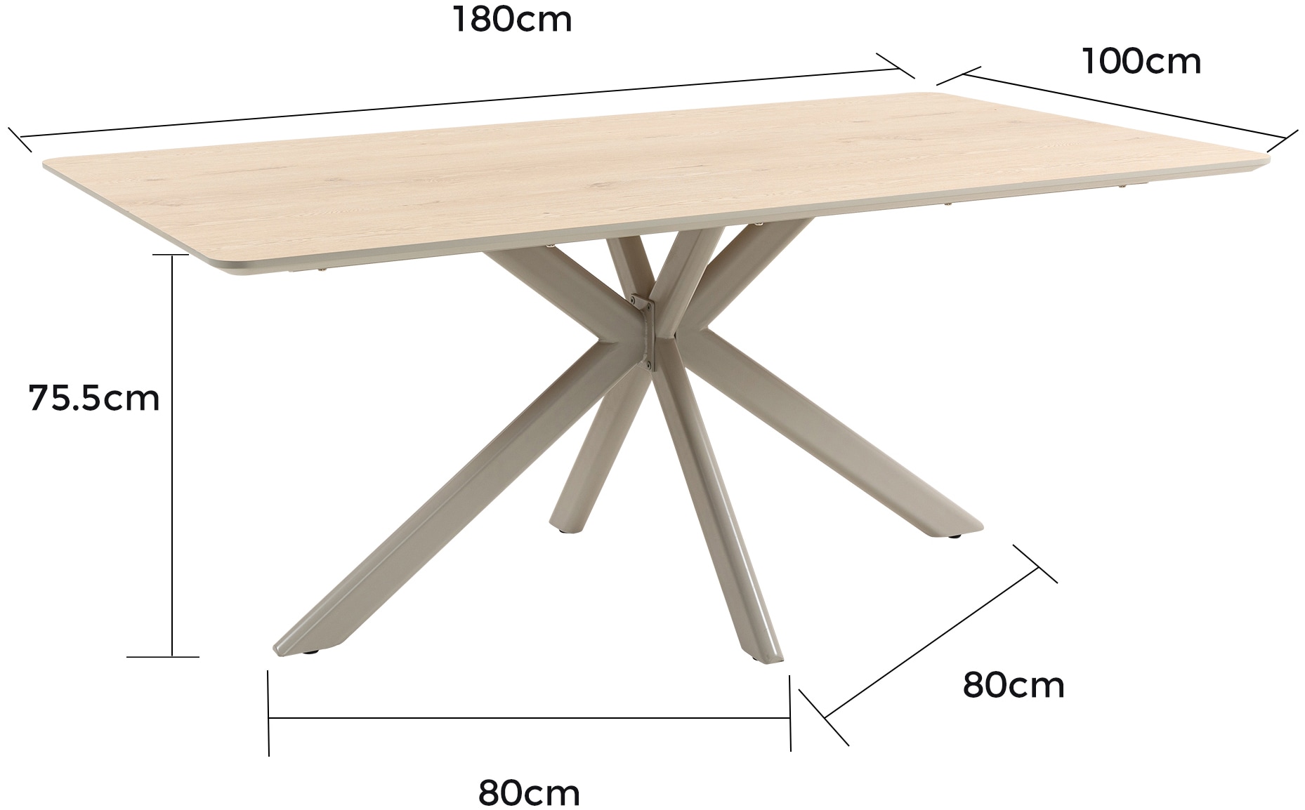Duo Collection Table de salle à manger »Tisch Livia« 1 cuis tlg. Revêtement mélaminé, couleurs cachemire
