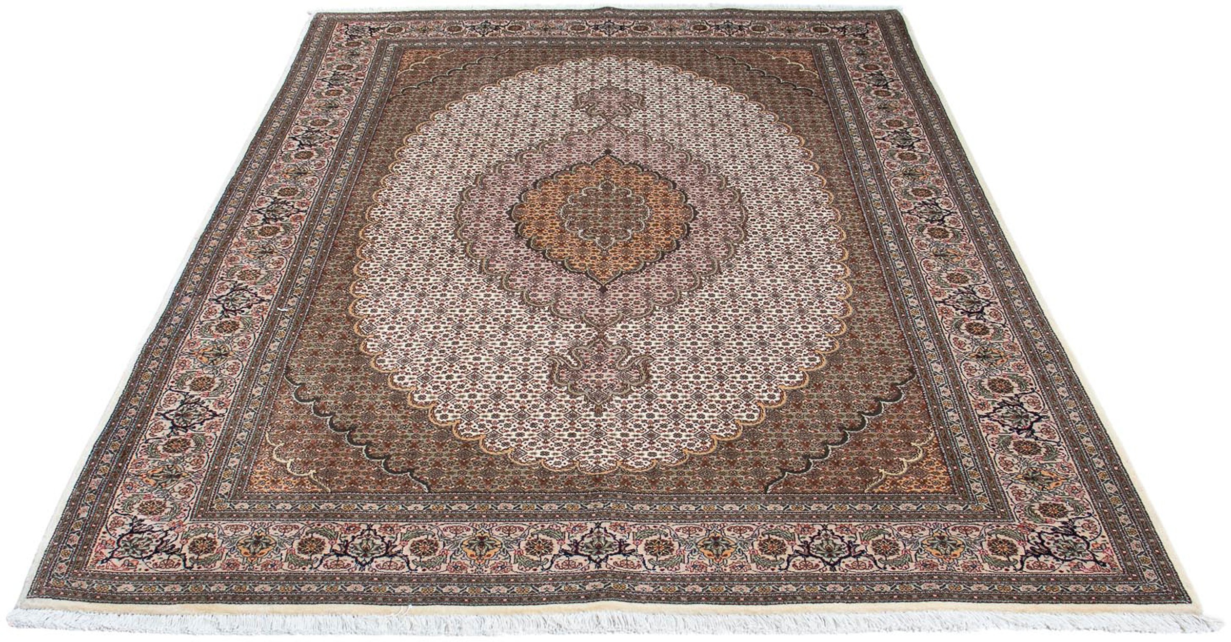 Image of morgenland Orientteppich »Perser - Täbriz - 208 x 150 cm - beige«, rechteckig, 10 mm Höhe, Wohnzimmer, Handgeknüpft, Einzelstück mit Zertifikat bei Ackermann Versand Schweiz