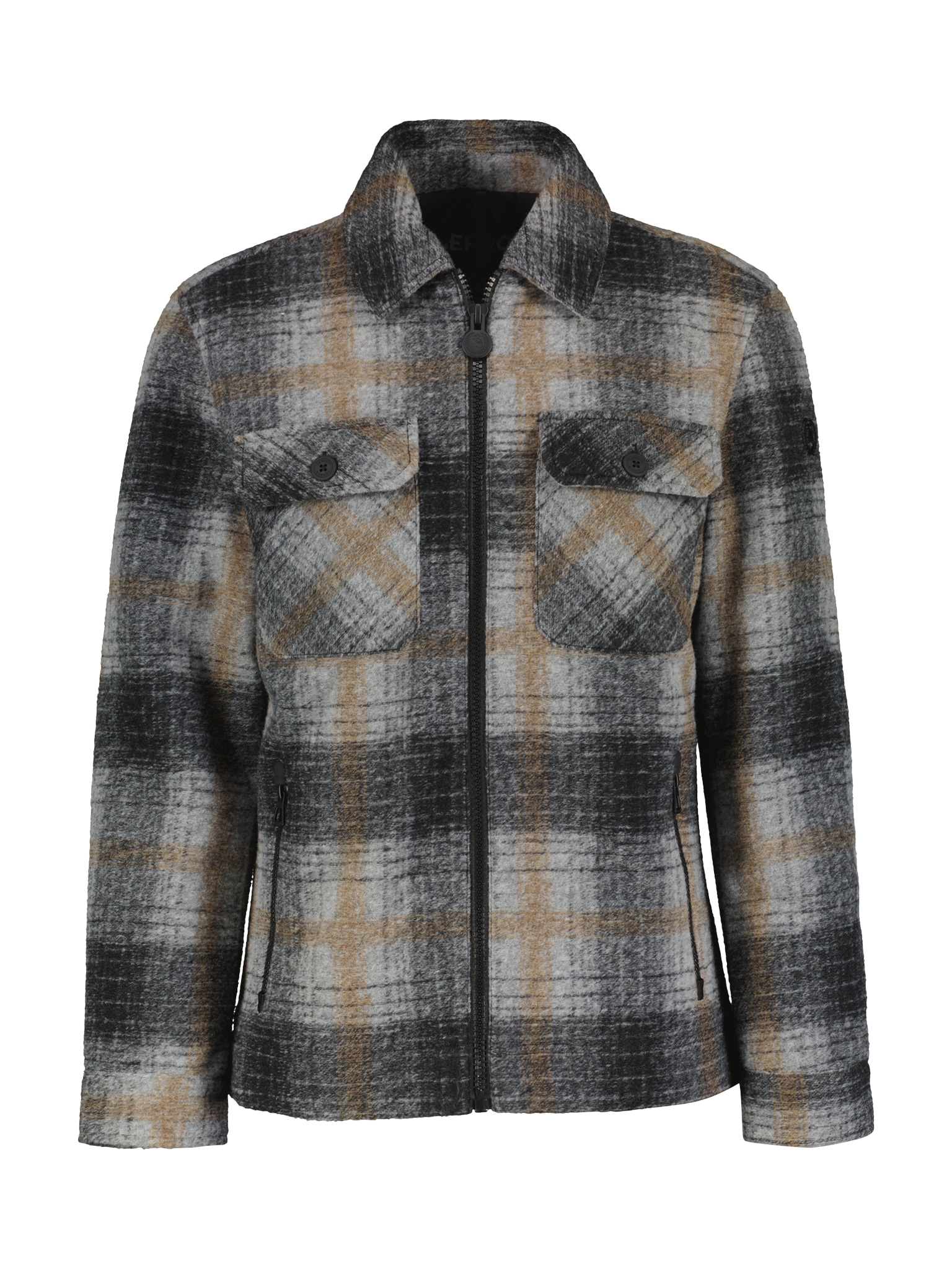 LERROS Blusenjacke ohne Kapuze Overshirt kariert, mit Reissverschluss