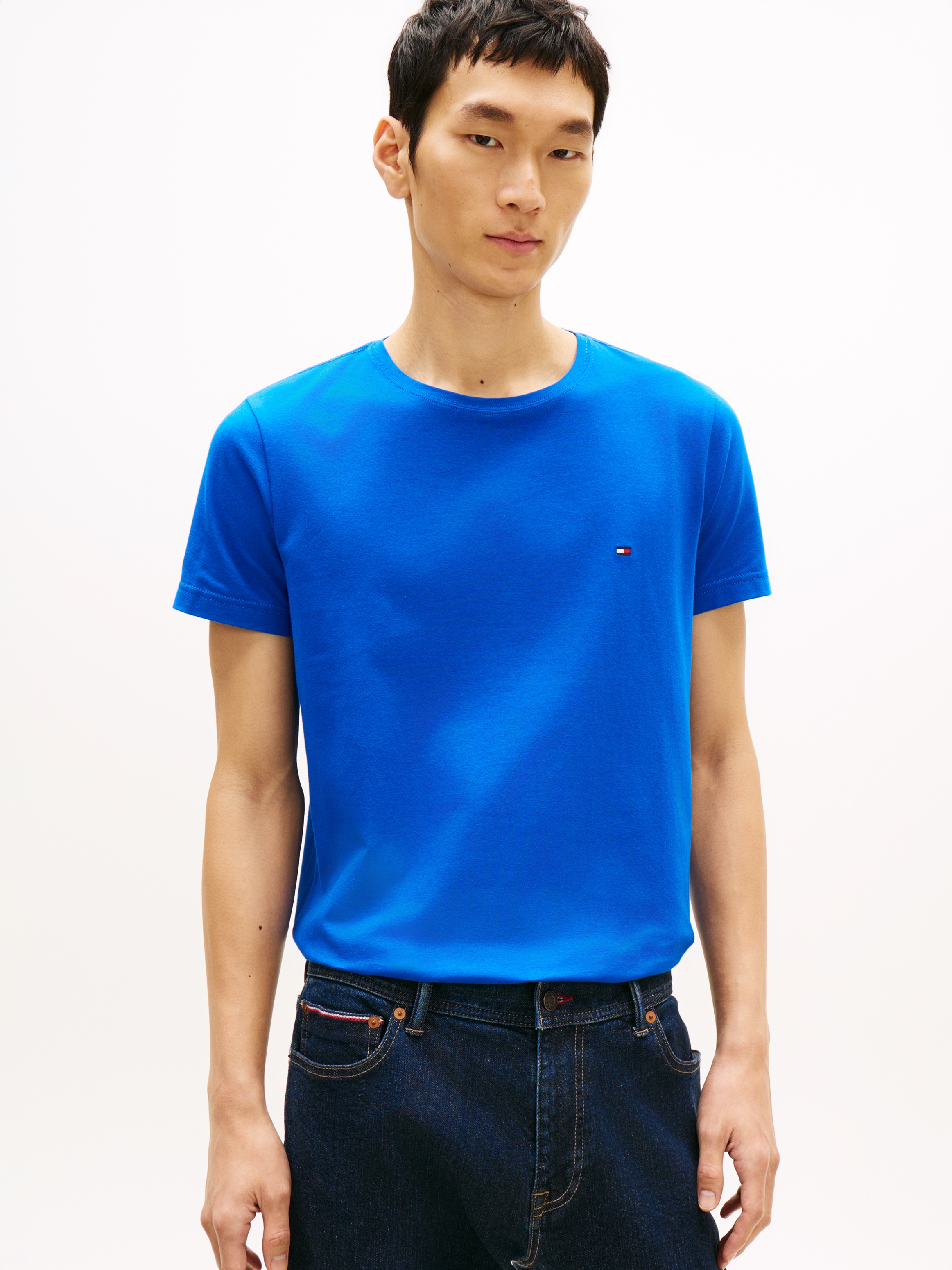 Tommy Hilfiger T-shirt »STRETCH SLIM FIT« unifarben, casual, slim fit, Baumwollmix, Rundhals