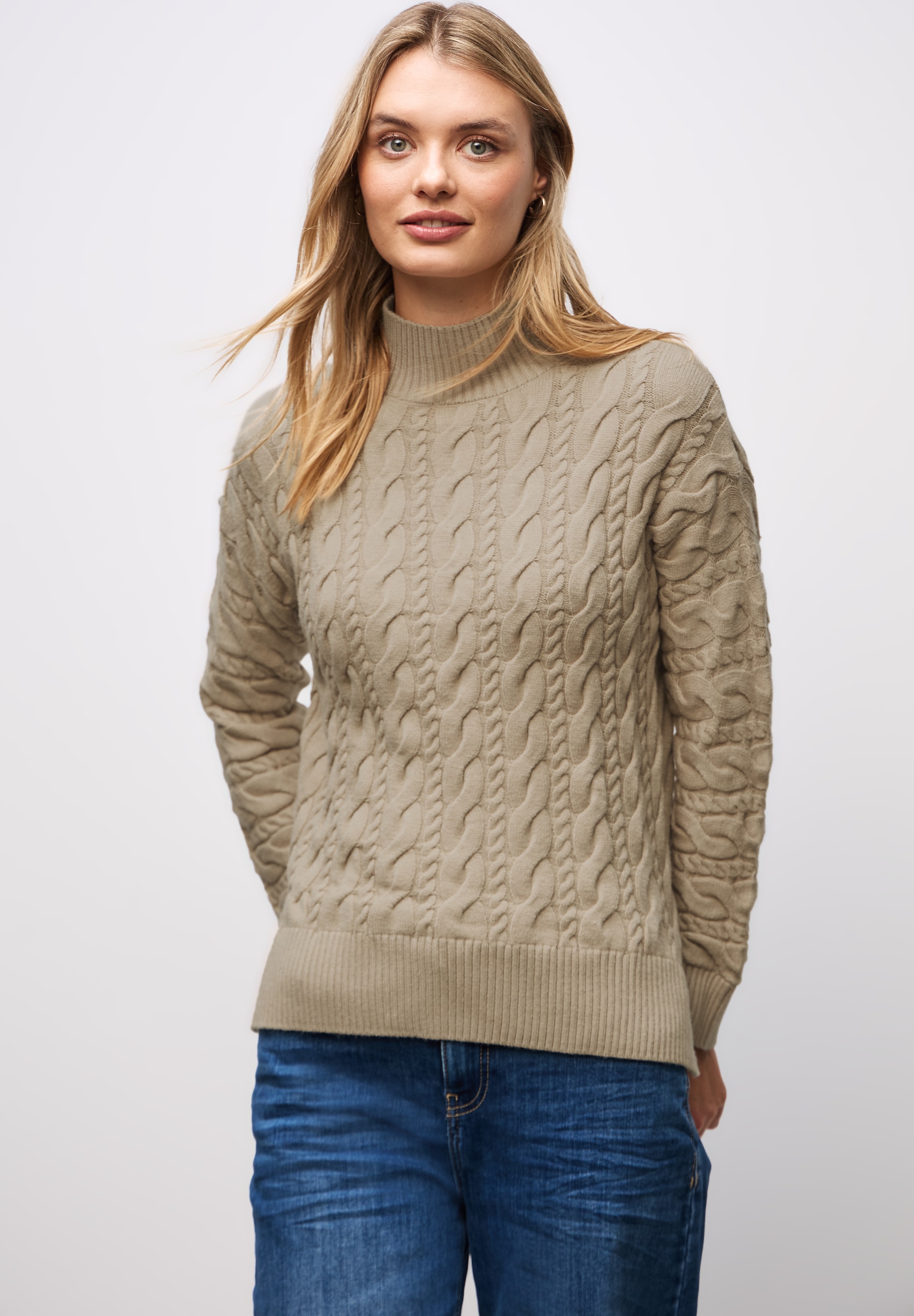 Image of STREET ONE Rollkragenpullover mit Zopfmuster