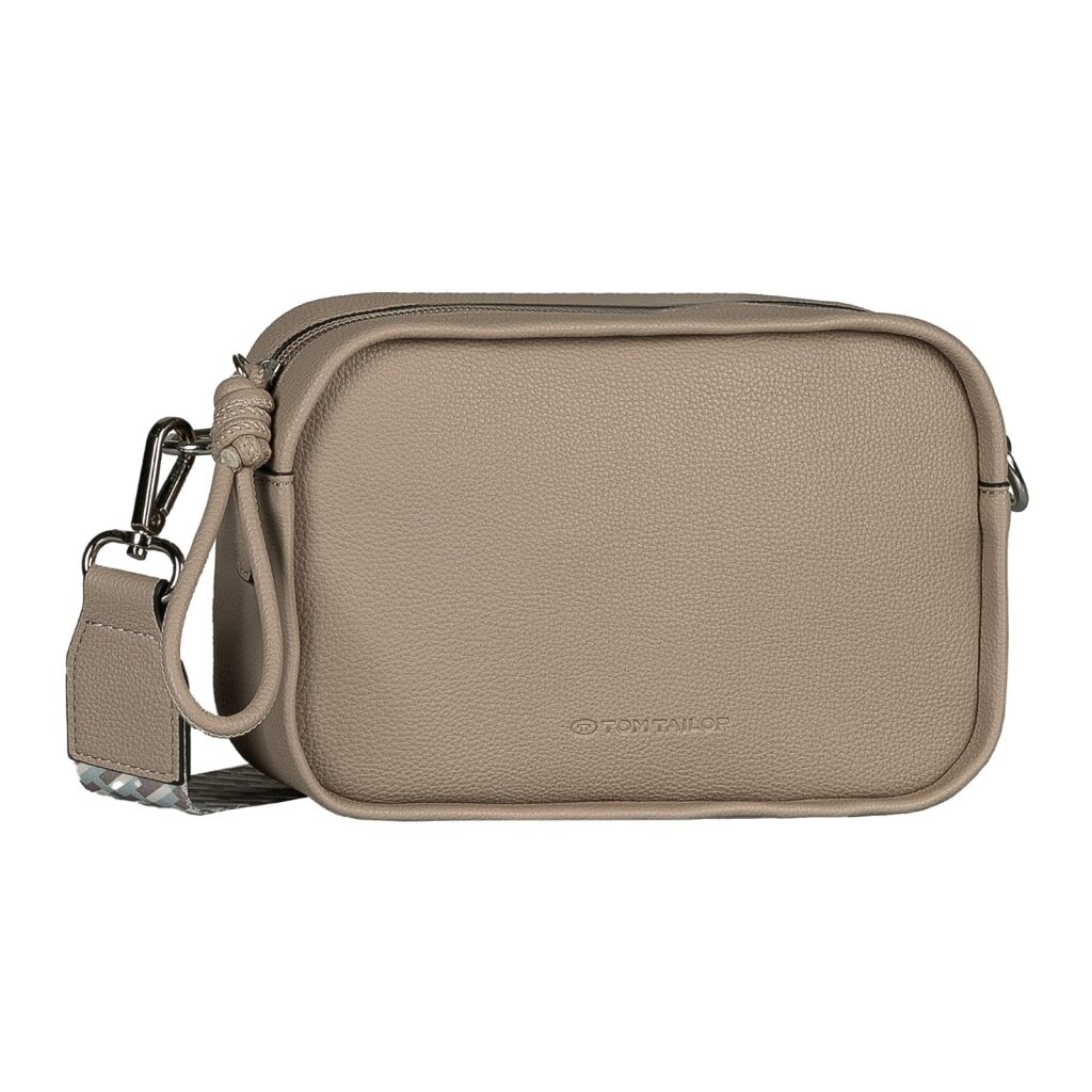 Image of TOM TAILOR Umhängetasche "Tatiana" Damen Handtasche, Kamerabag, fein gewebter dreifarbiger Gurtband