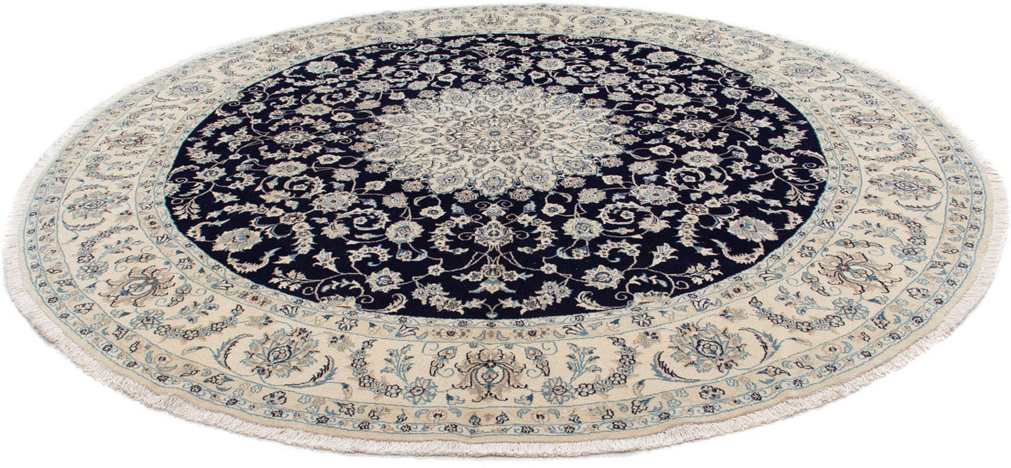 Image of morgenland Wollteppich »Nain - 9la Blumenmuster Blu scuro 90 x 60 cm«, rechteckig, 0,6 mm Höhe, Handgeknüpft bei Ackermann Versand Schweiz