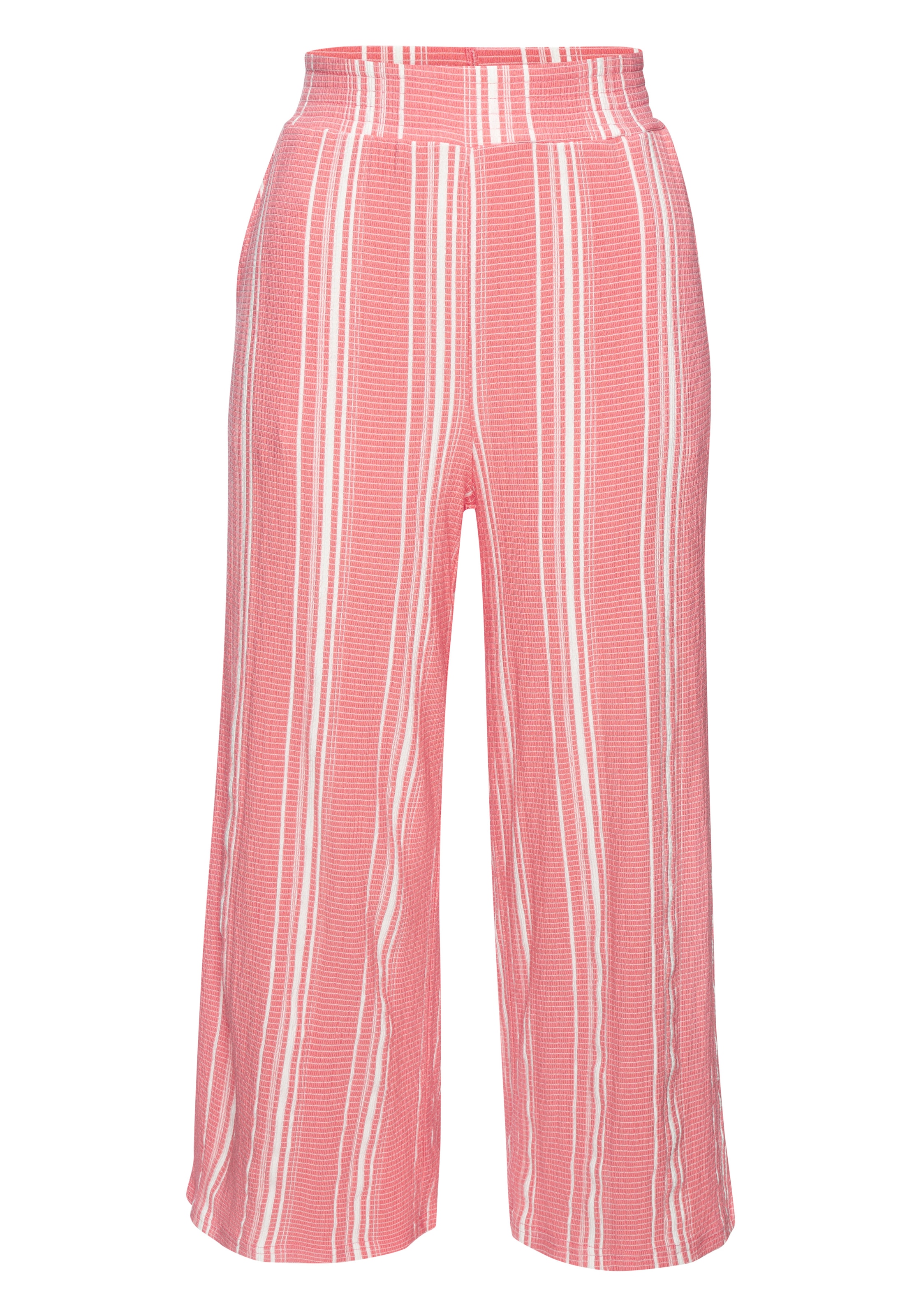 LASCANA Pantalon 7/8 »mit locker-luftigem Bein«  en tissu structuré, pantalon d'été à enfiler, pantalon de plage