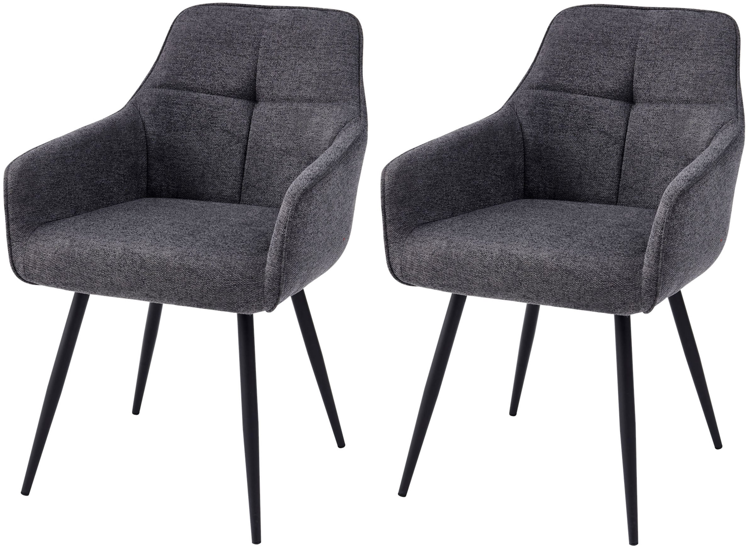 HELA Chaise avec accoudoirs »VERONA« (Ensemble) 2 cuisfauteuil, panier à ressorts, structure tube rond, 4 pieds, rembourré, accoudoirs