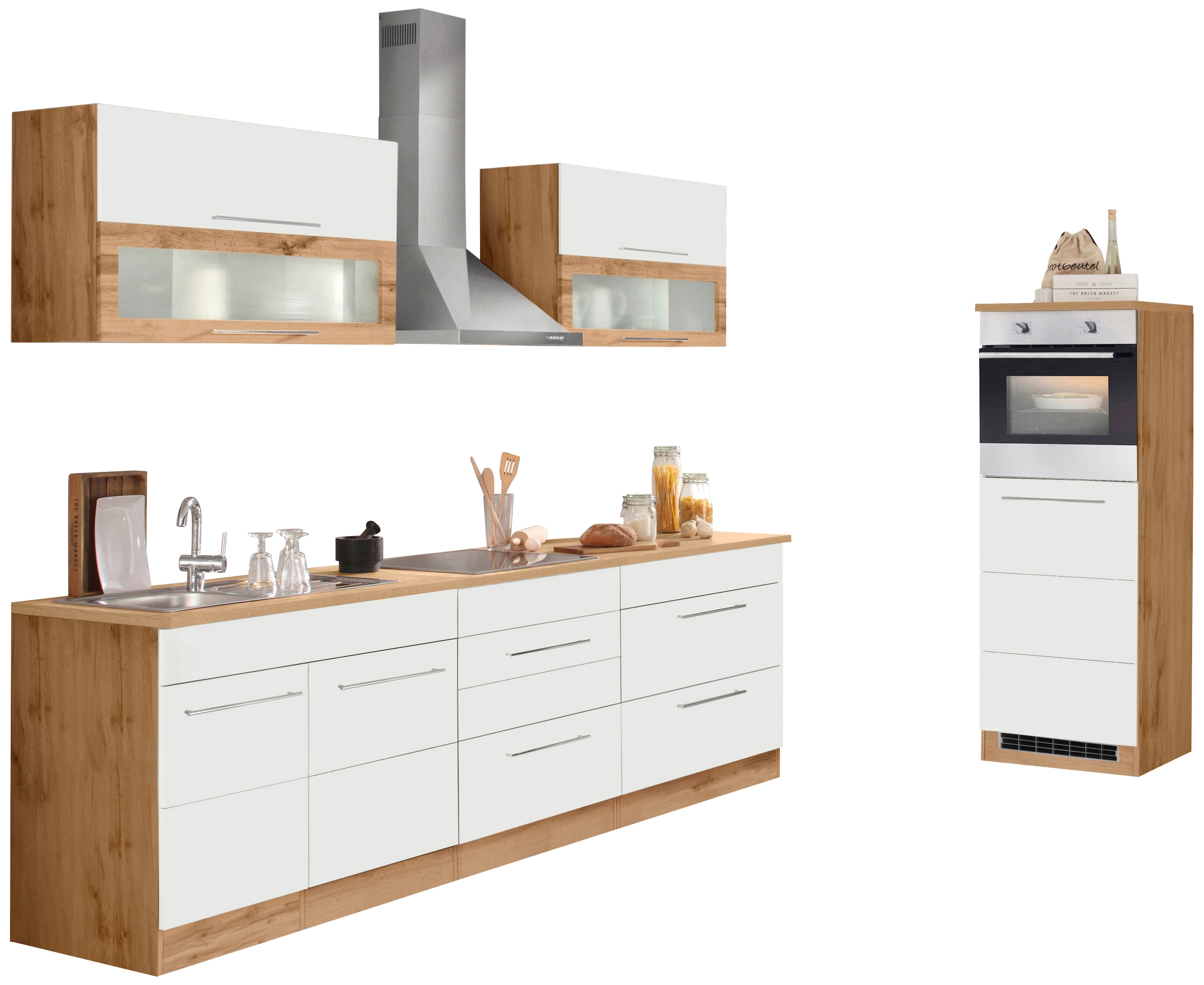KOCHSTATION Kitchenette »KS-Wien« largeur 340 cm, au choix avec appareils électriques et induction