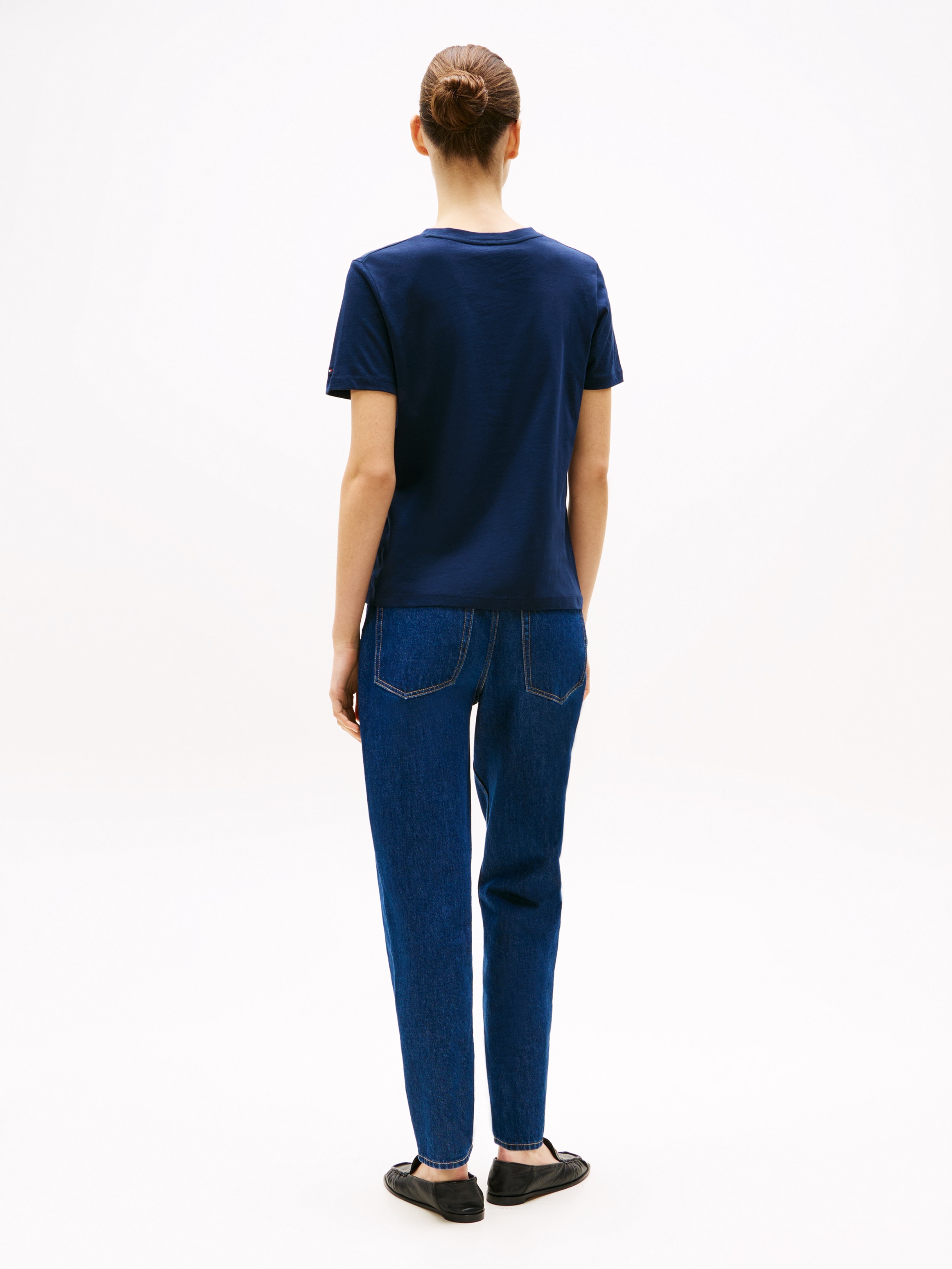 Tommy Hilfiger T-Shirt »REG CORP LOGO C-NK mit Logoschriftzug und Stickerei«, meliert, casual, regular fit, Baumwolle, Rundhals