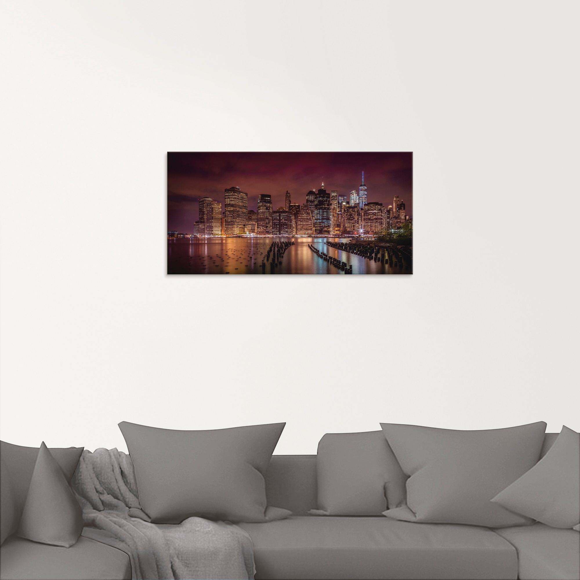 Artland Glasbild »New York City Impression bei Nacht I«, Amerika, (1 St.), in verschiedenen Grössen