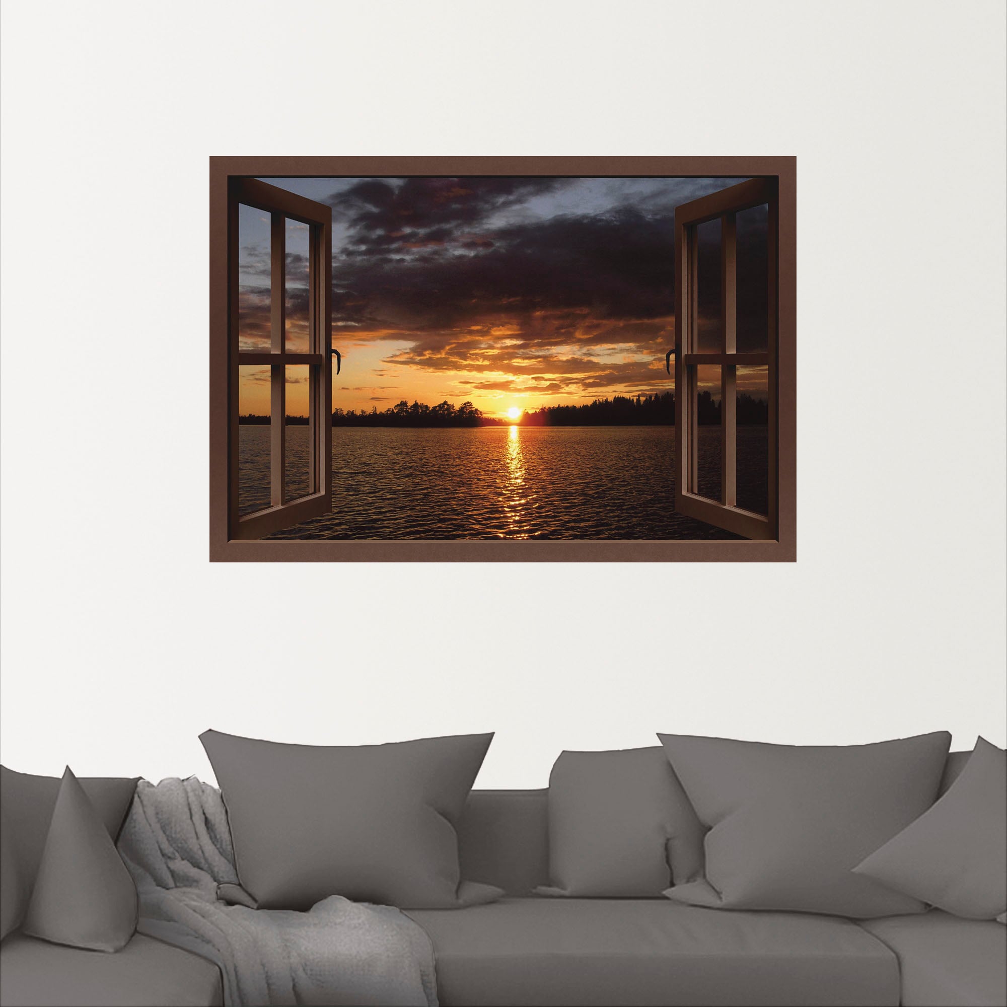 Artland Wandbild »Sonnenuntergang acheter oder See Fenster«, in confortablement St.), (1 als mit Grössen Leinwandbild, Alubild, Poster Seebilder, am Wandaufkleber versch