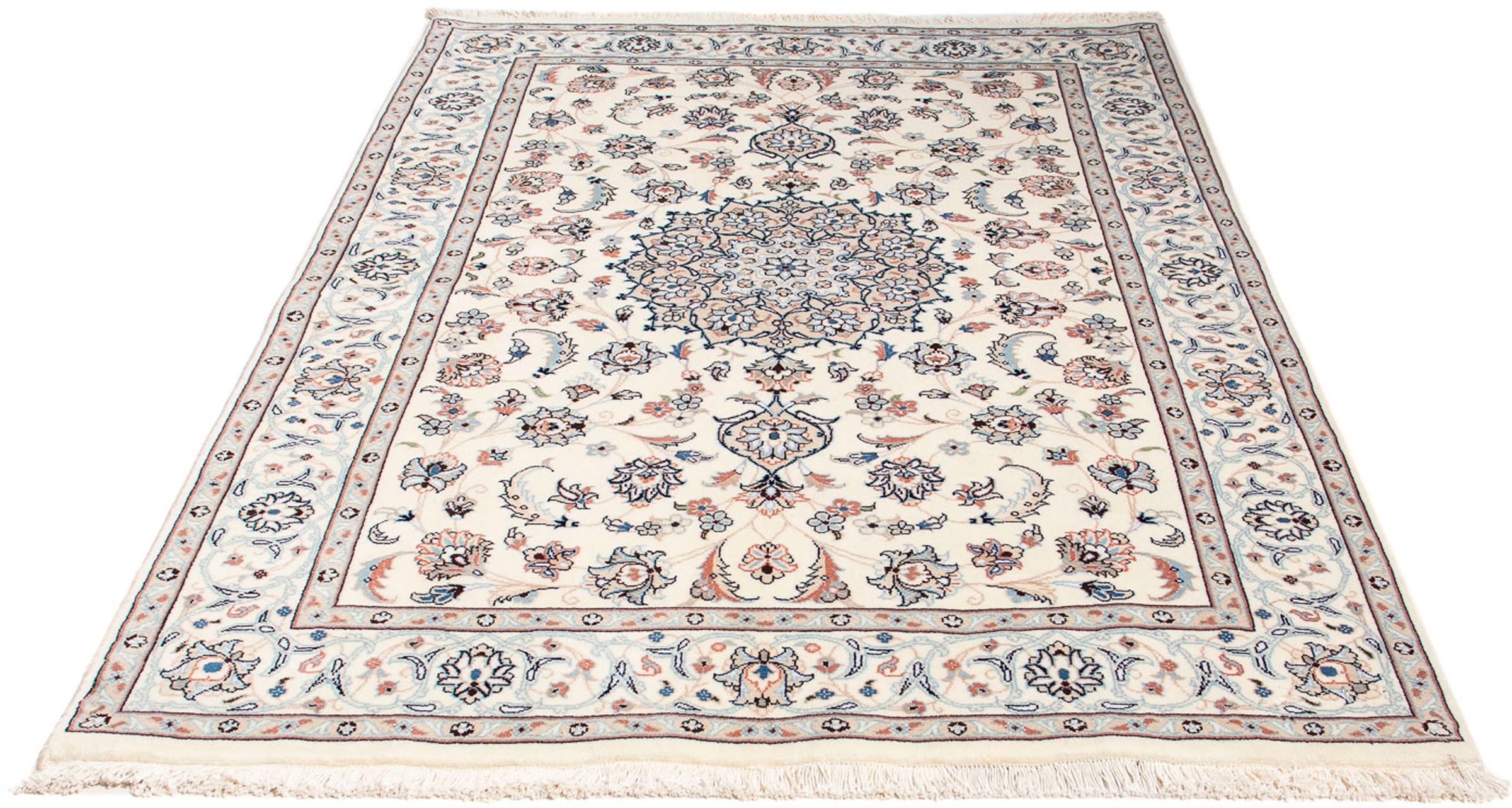 Image of morgenland Orientteppich »Perser - Nain - Royal - 197 x 137 cm - beige«, rechteckig, 10 mm Höhe, Wohnzimmer, Handgeknüpft, Einzelstück mit Zertifikat bei Ackermann Versand Schweiz