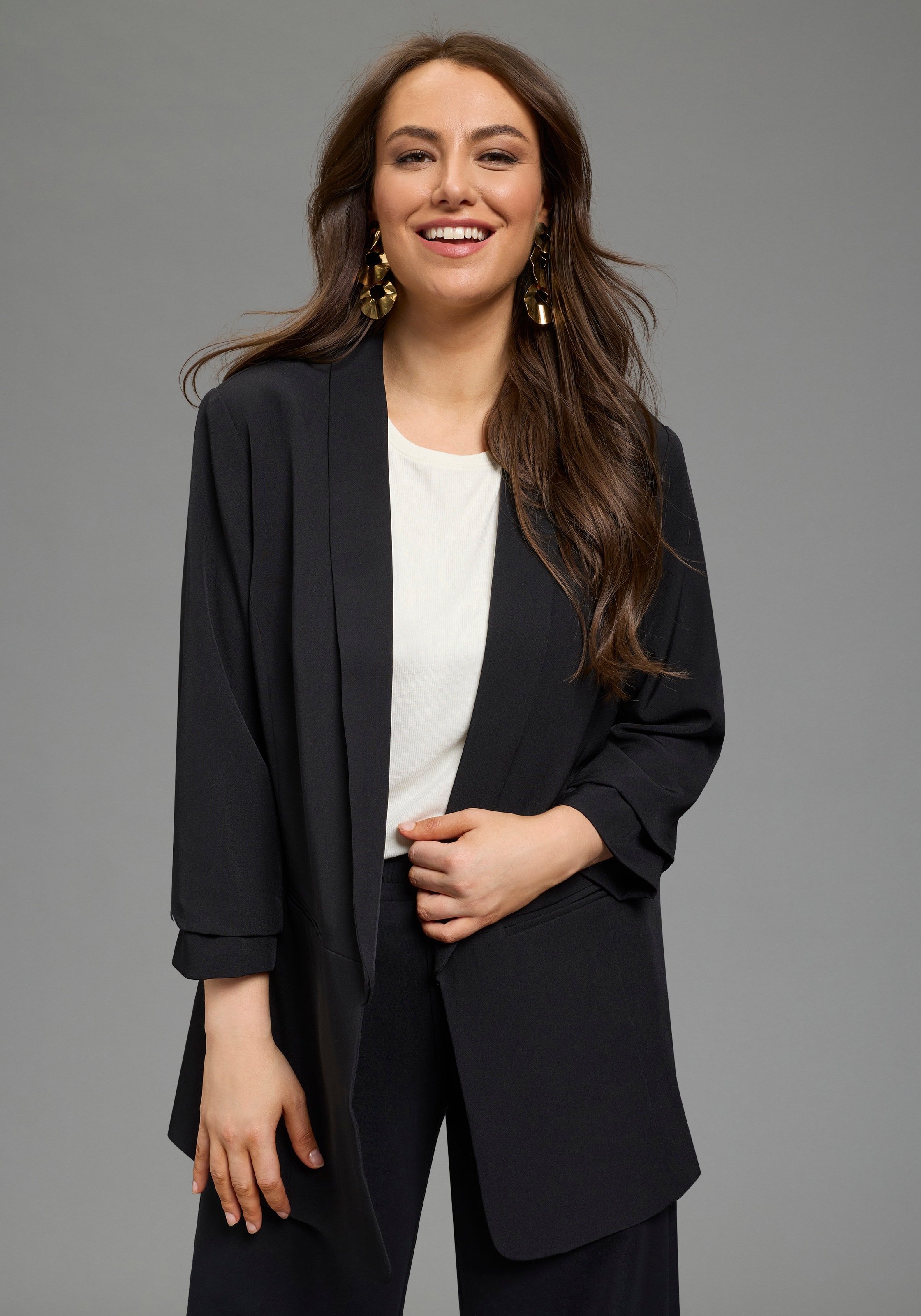 Image of Laura Scott CURVE Longblazer "Grosse Grössen" feminin geschnittener Blazer, figurumspielende Passform