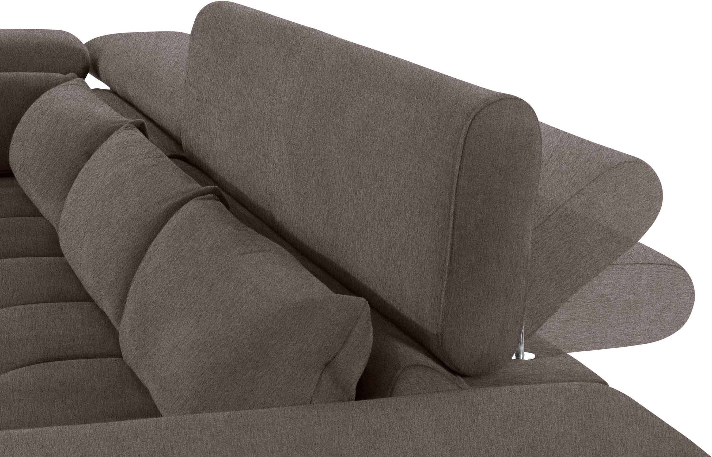 COTTA Ecksofa »Orion L-Form«, mit Kopfteilverstellung & 5 Nierenkissen