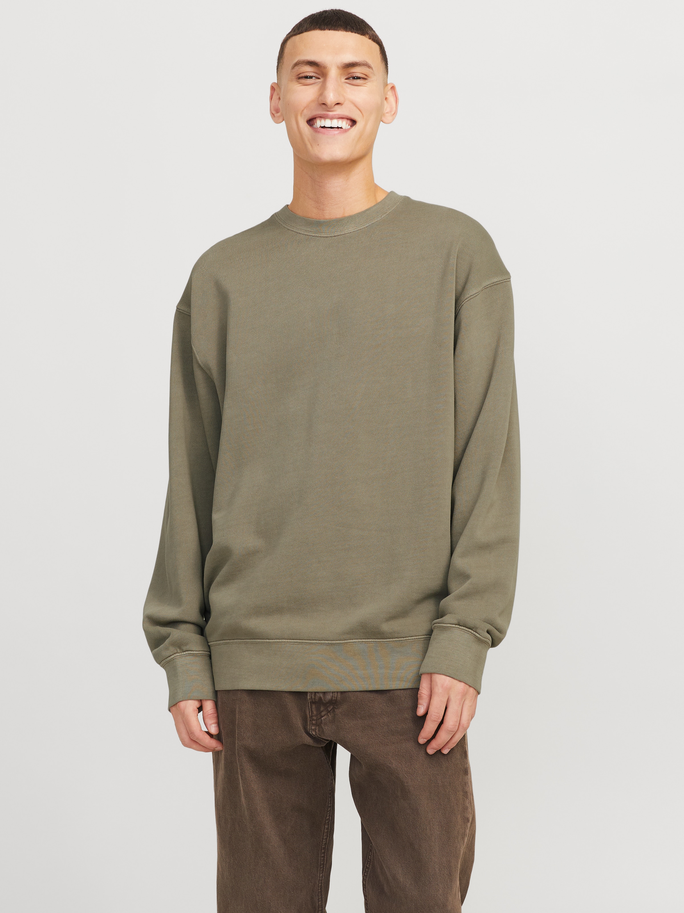 Image of Jack & Jones Sweatshirt "JJECHARGE FADED SWEAT CREW NECK NOOS", mit Rippbündchen
