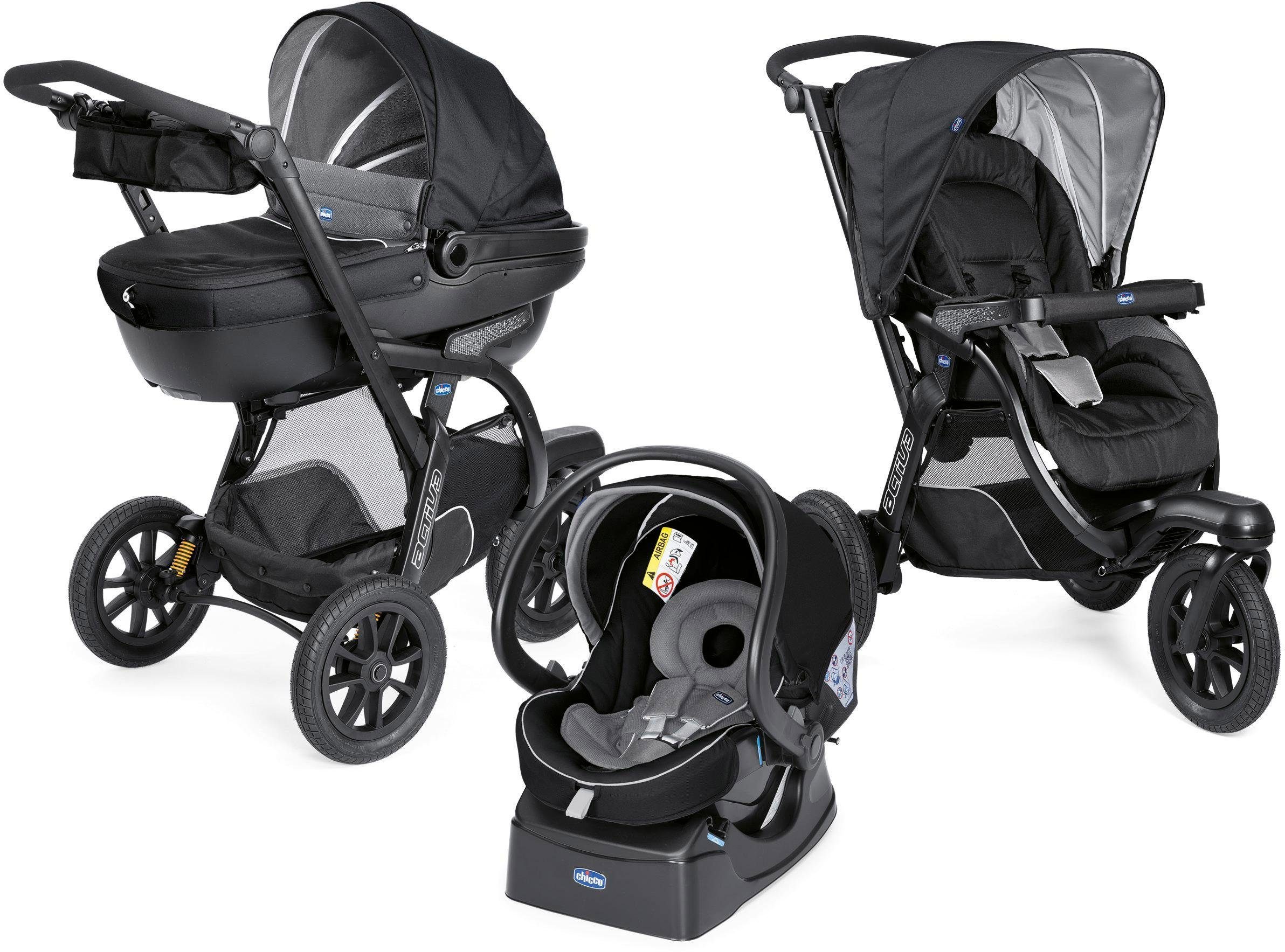 Image of Chicco Kombi-Kinderwagen »Trio-System Activ3 Top, Jet Black«, 15 kg, mit Regenschutz und Babyschale bei Ackermann Versand Schweiz