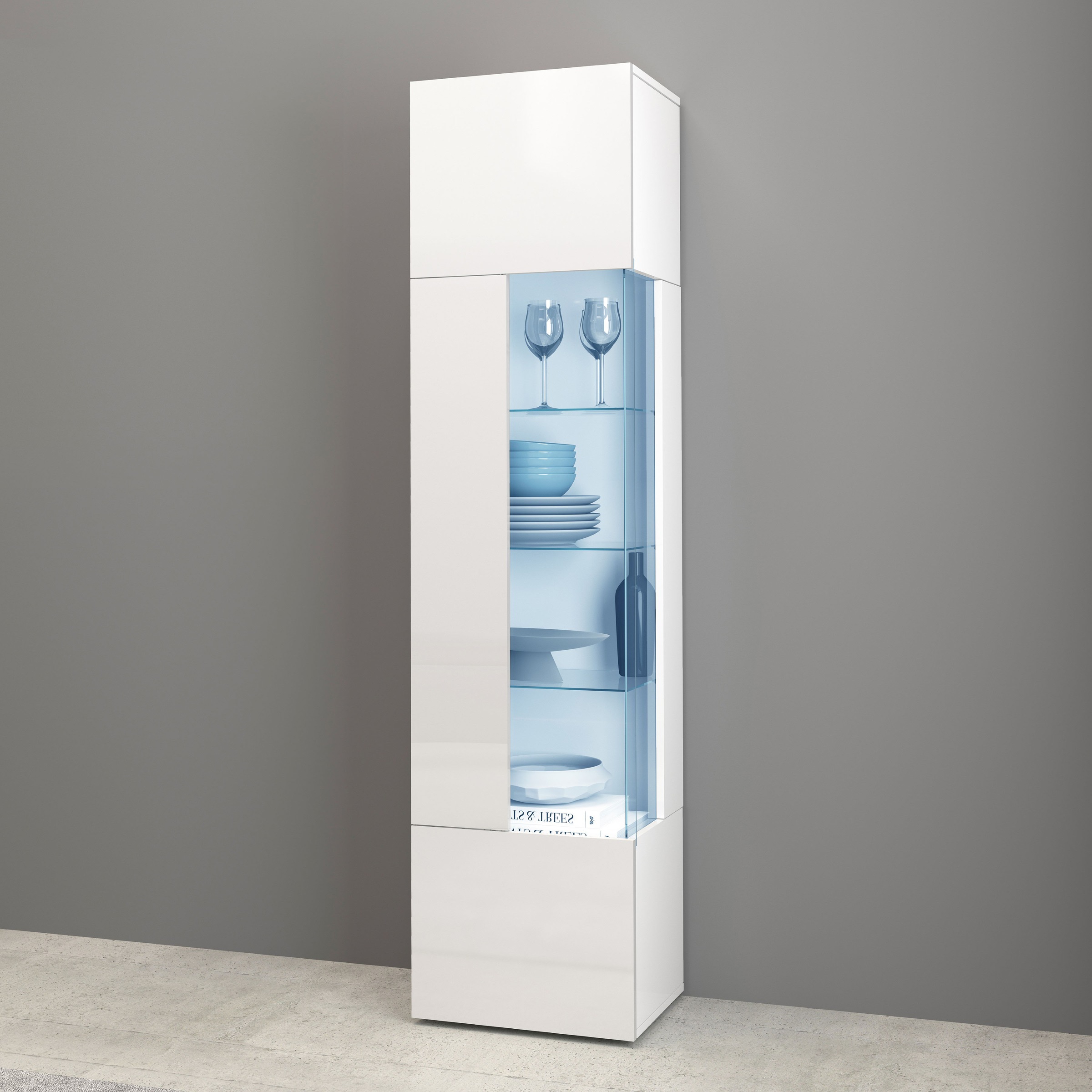Image of GOODproduct Vitrine "Egypt" komplett hochglanz lackiert, 1 Glastür mit 3 Glasböden