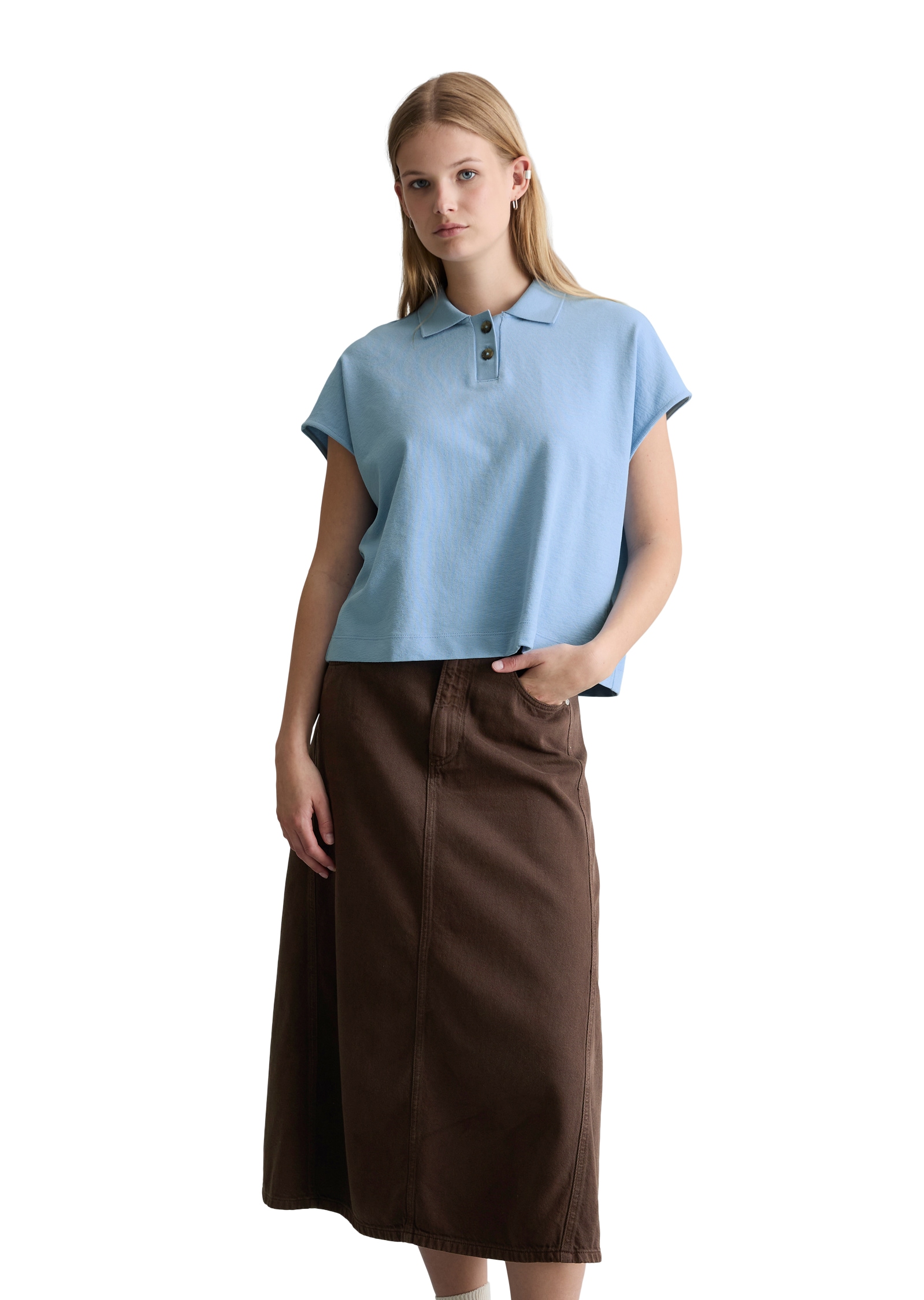 Image of Marc OPolo DENIM Poloshirt wide aus schwerem Single Jersey