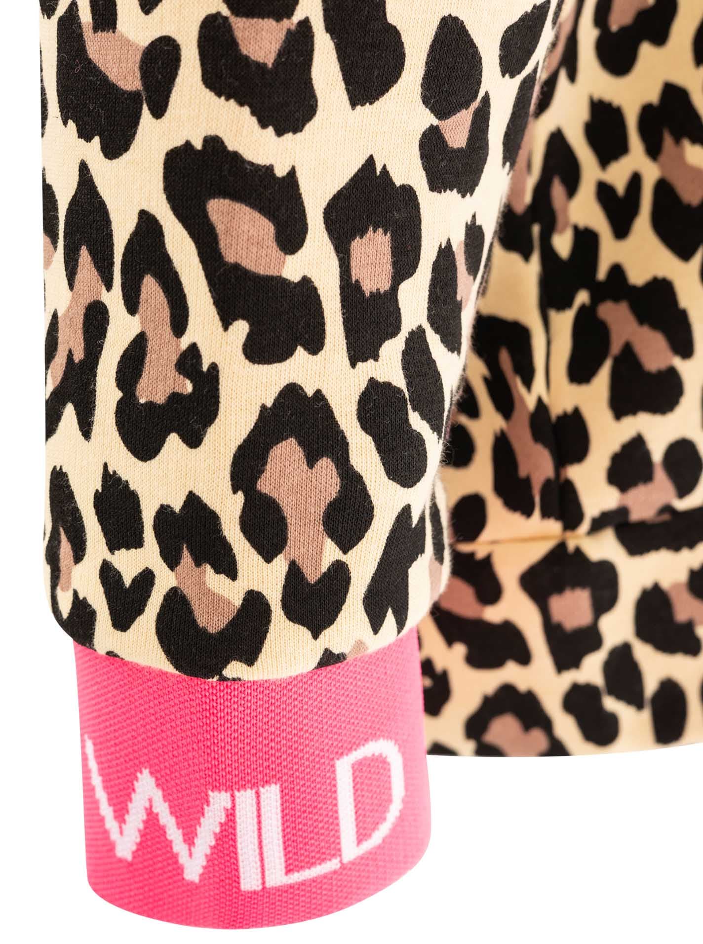 Zwillingsherz Sweat à capuche »"WILD WILD"« Motif léopard, capuche avec cordon, poignets avec imprimé WILD, fermeture éclair