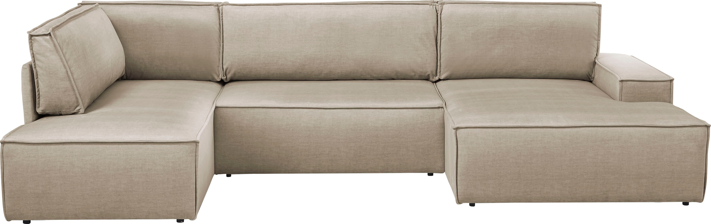 Home affaire Wohnlandschaft »SHERWOOD 329 cm, U-Form, Schlafsofa,«, Schlaffunktion m. Bettkasten (194x139 cm), Cord, Vintage, Samtvelours