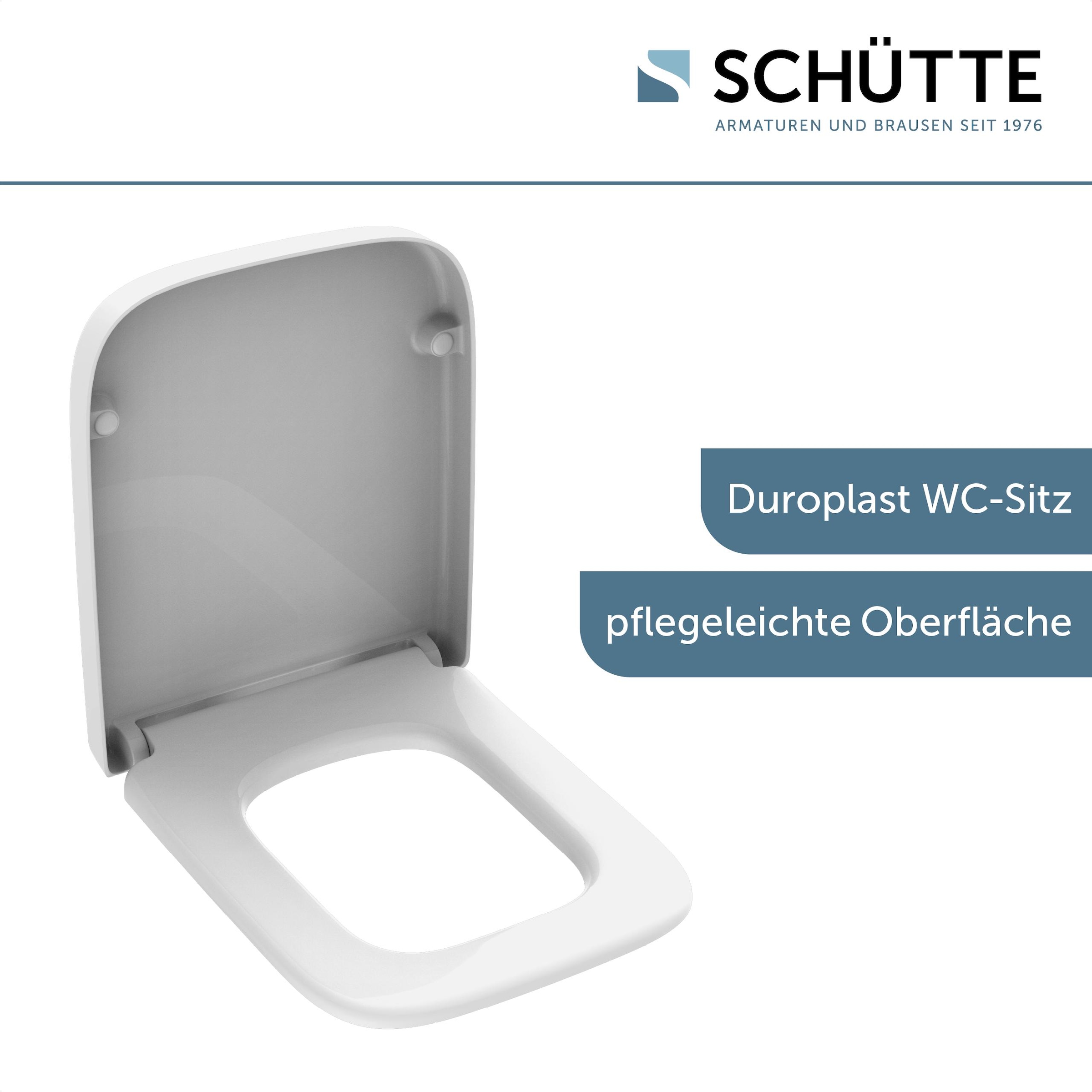 Schütte Siège de WC »Duroplast, WHITE E-Form PRO 4« Abattant WC, matériel de fixation, notice de montage,  Avec descente automatique et fermeture rapide