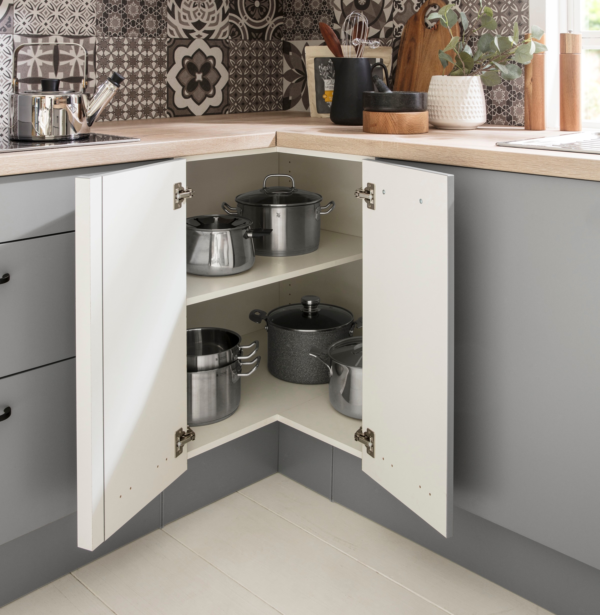 OPTIFIT Eckunterschrank »Elga«, mit Soft-Close-Funktion, höhenverstellbaren Füsse, Breite 90x90 cm