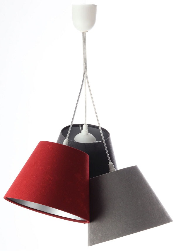 Image of Jens Stolte Leuchten Pendelleuchte »Denise«, E27, 4 St., 3flammig,Textilpendelleuchte,Stoffpendelleuchtegrau/anthrazit/bordeaux bei Ackermann Versand Schweiz