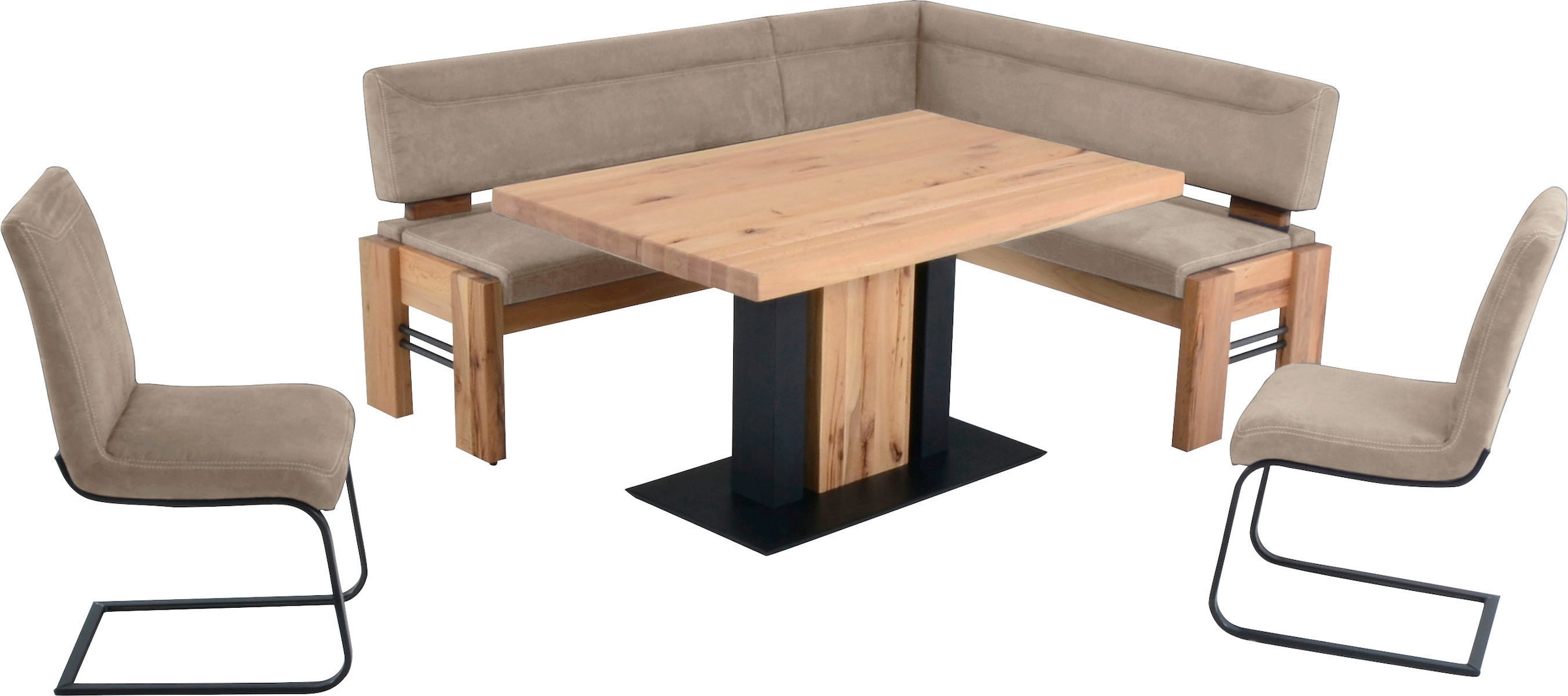 K+W Komfort & Wohnen Eckbankgruppe »Floyd« Set, 5 Stk. tlg. Stauraum-Eckbank, wahlweise rechts oder links langer Schenkel 203cm