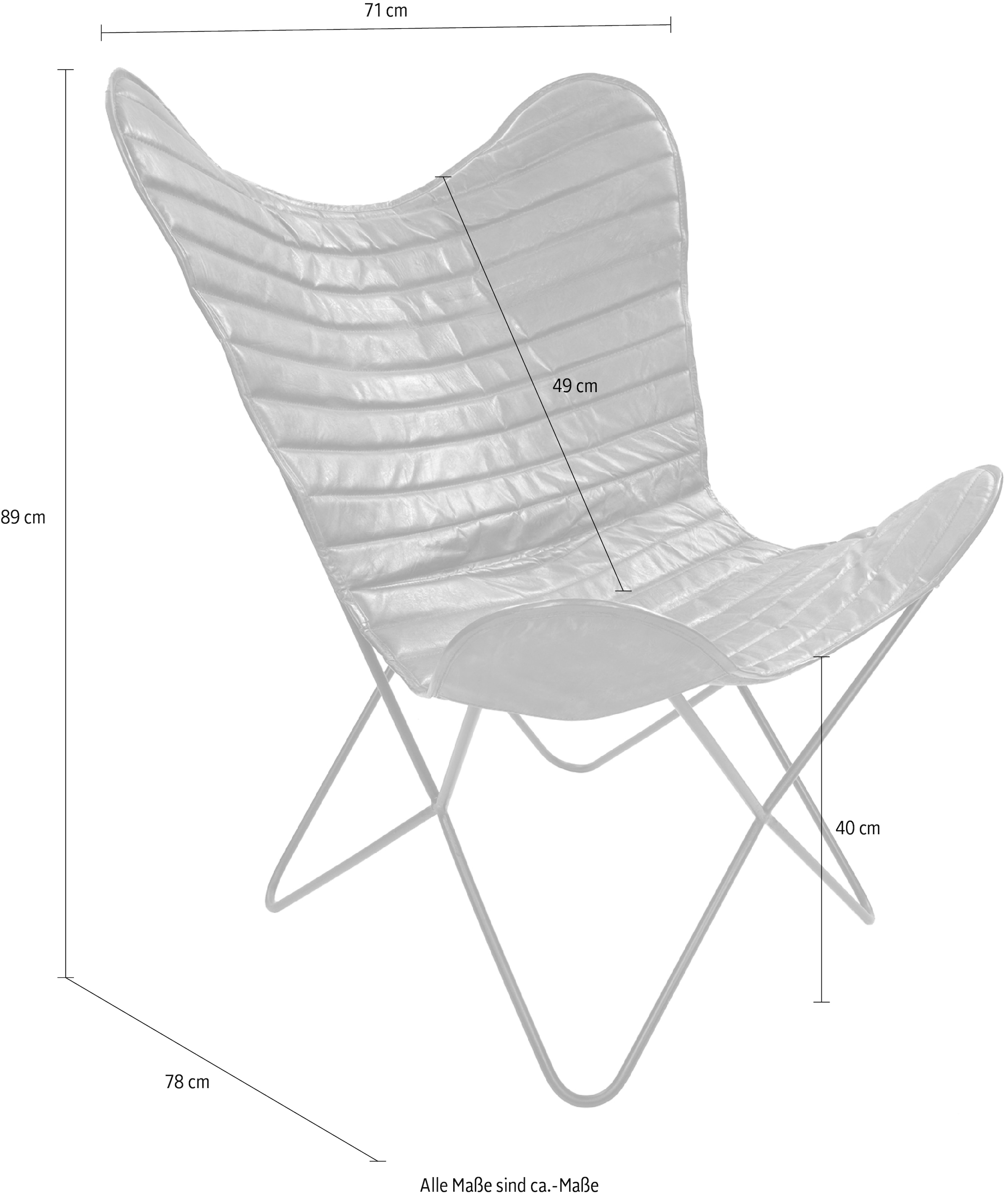 Kayoom 4-Fussstuhl »Schmetterling Stuhl Pablo, Schmetterlingsstuhl aus Leder«, 1 St., pflegeleicht, hochwertig, hochwertig verarbeitet, hoher Sitzkomfort