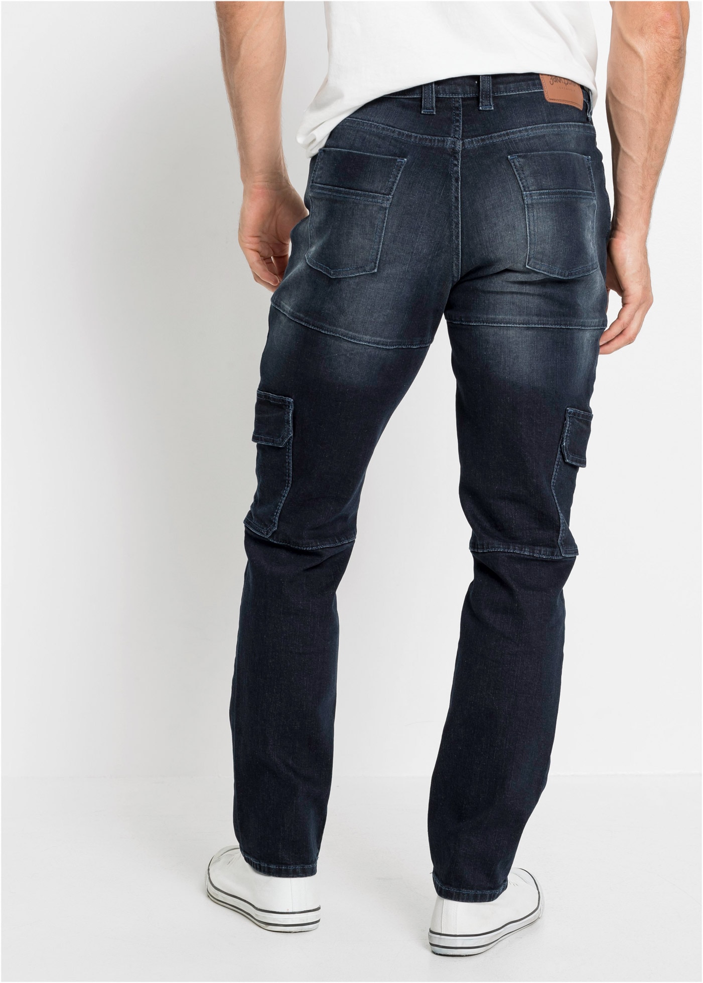 bonprix Jeans cargo »Slim Fit Cargo-Stretch-Jeans, Straight« Slim Fit, aus Baumwolle und Elasthan, mit gewaschener Optik