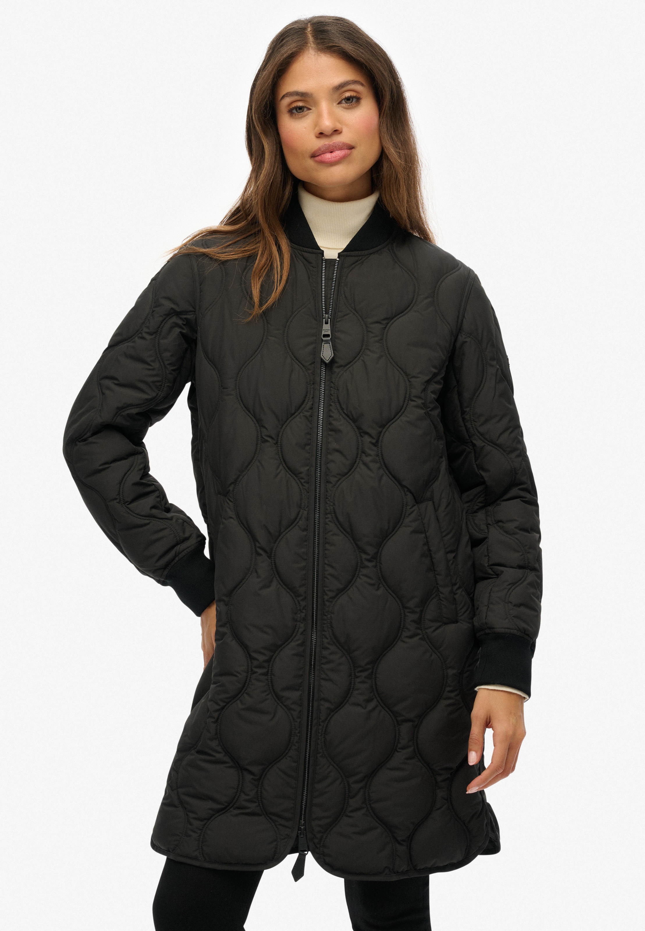 Image of Superdry Steppjacke "LONG QUILTED LINER JACKET" ohne Kapuze