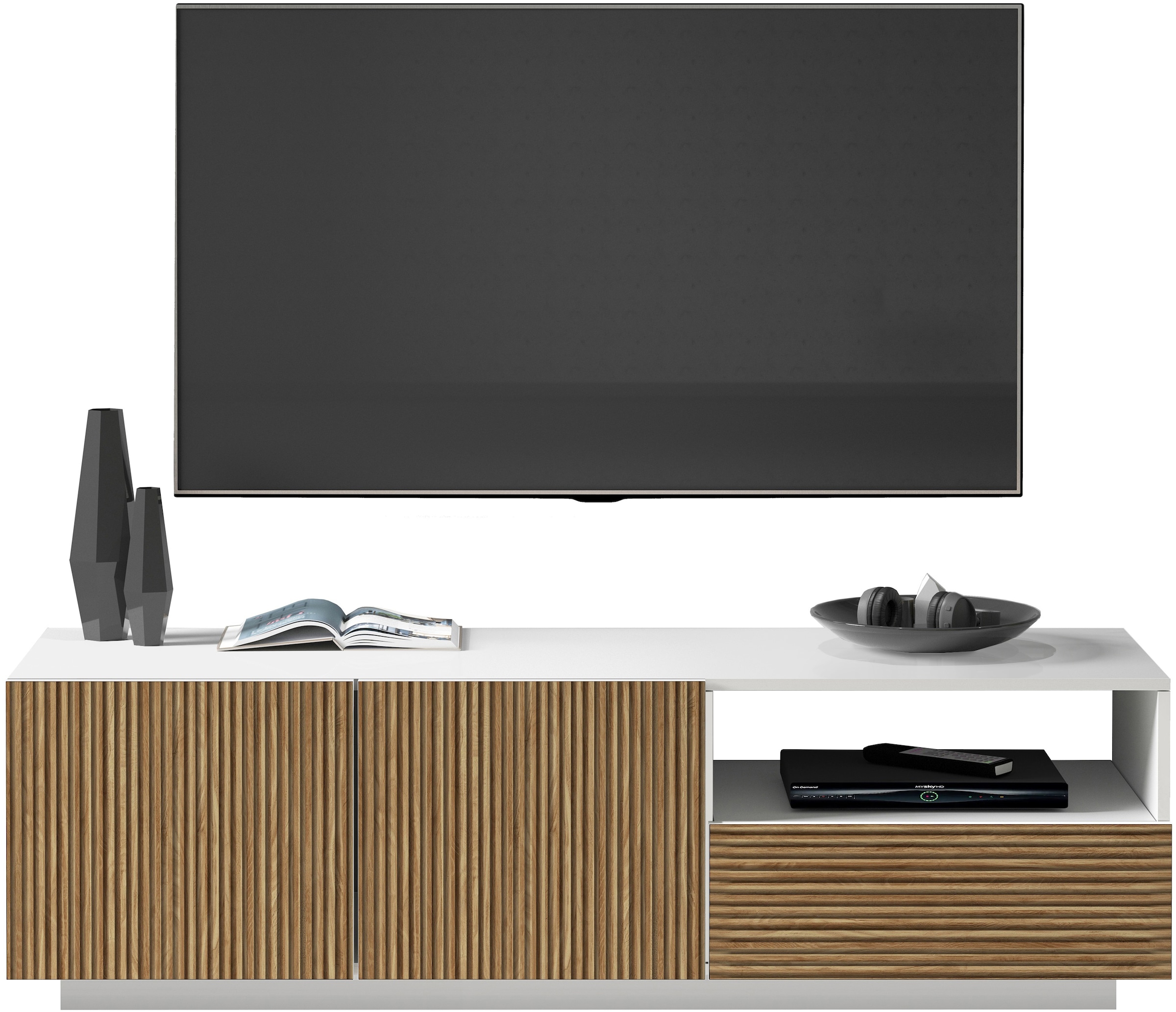 Home affaire Lowboard »Vega,Lowboard,TV Board,TV Schrank,150 cm« mit 2 Türen und 1 Schublade,Fronten mit Rillen-Optik