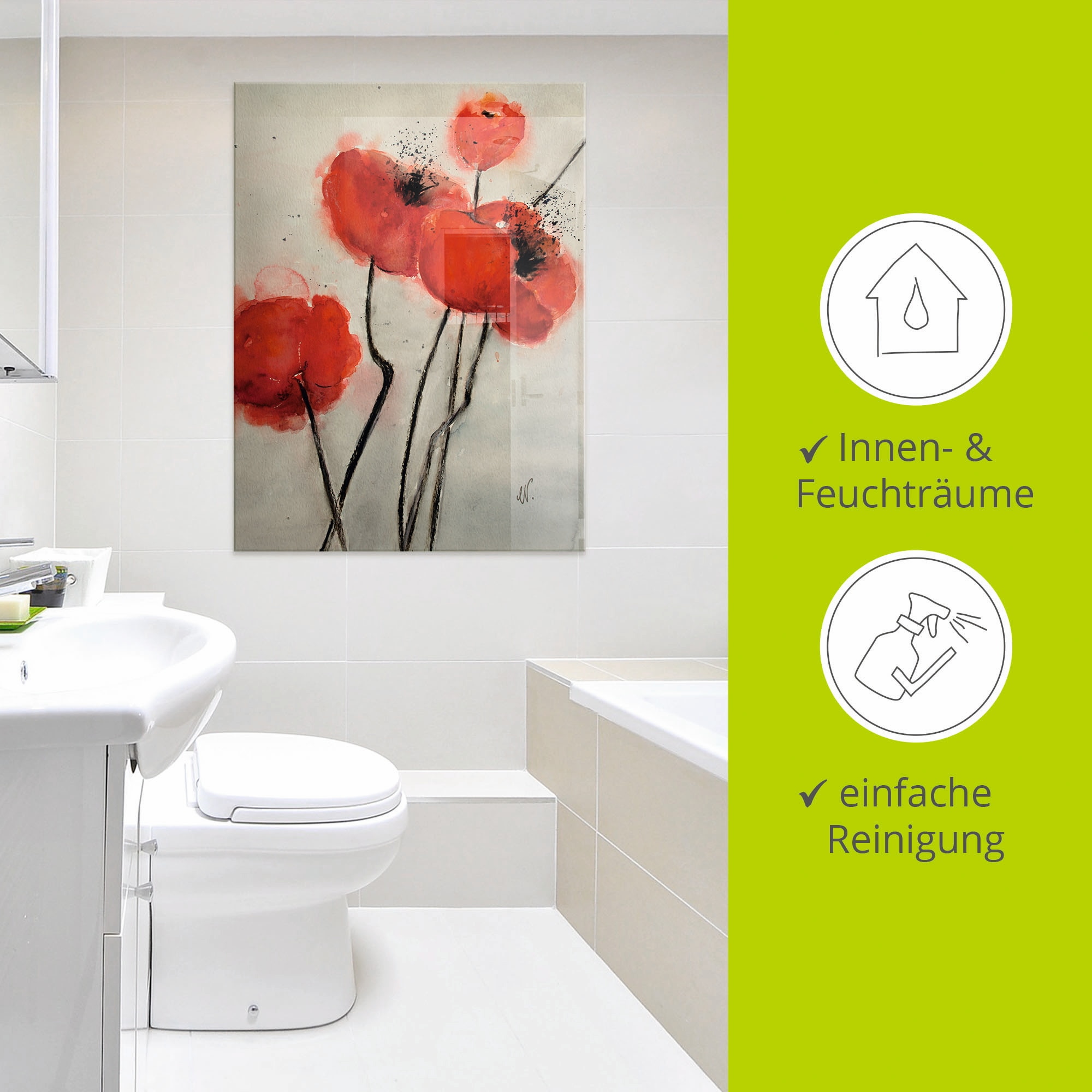 Artland Glasbild »Roter Mohn«, Blumen, (1 St.), in verschiedenen Grössen