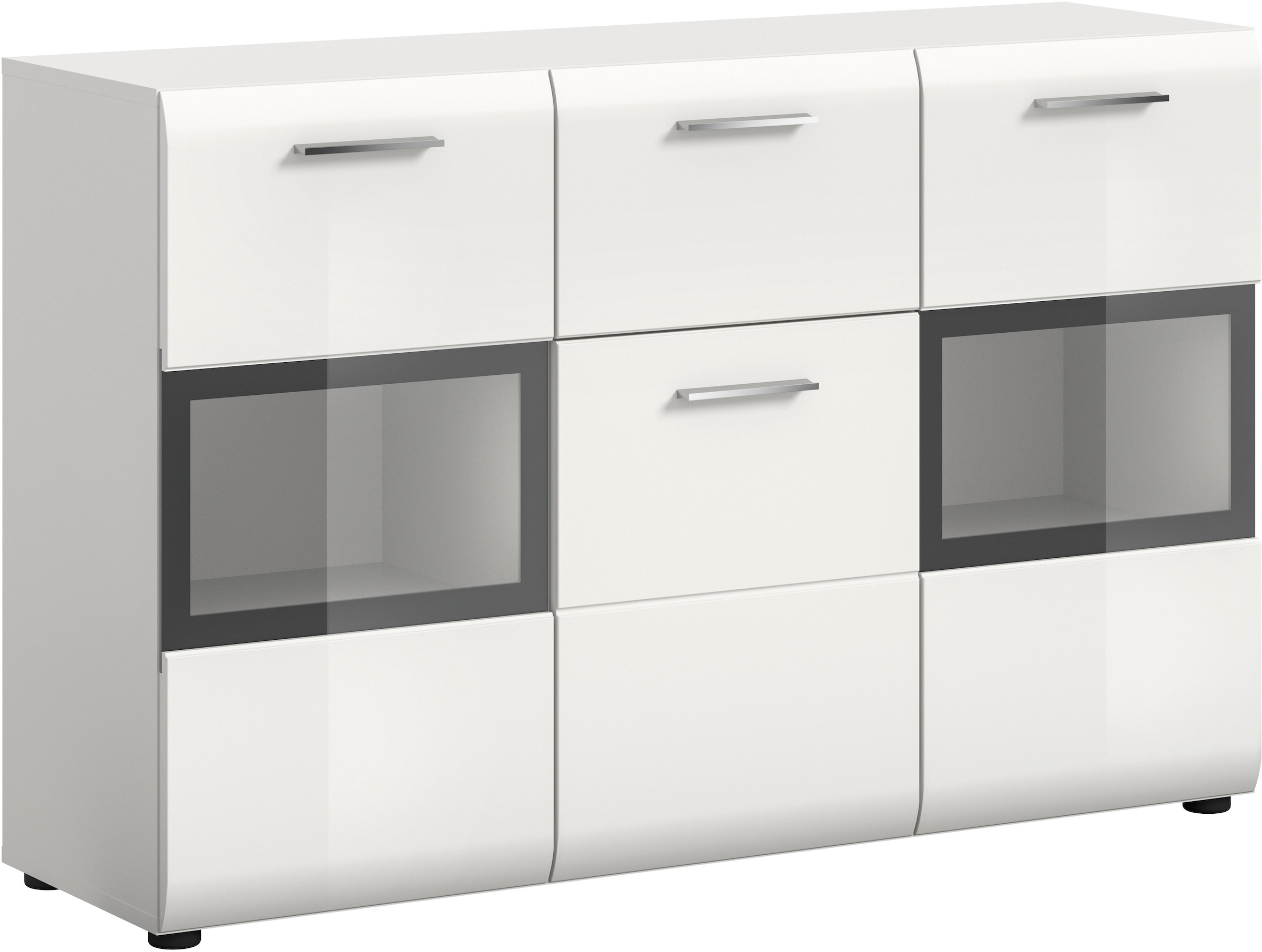 INOSIGN Sideboard »FLORENZ, hochwertige MDF-Front,Rillenfräsung,2 Glastüren,1 Schublade« 1 Stk. tlg. Sideboard, Anrichte, Wohnzimmerschrank