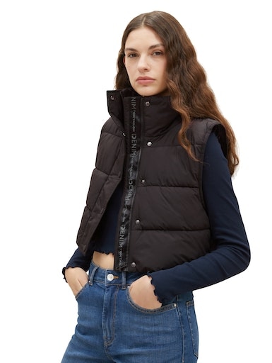 TOM TAILOR Denim Steppweste, mit Stehkragen