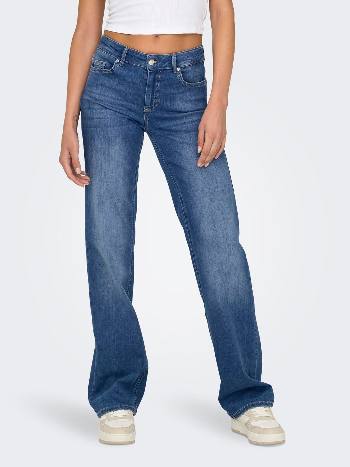 Image of ONLY Straight-Jeans "ONLBLUSH – Straight Fit mit klassischem 5-Pocket-Design" straight fit, Denim/Jeans, Baumwollmischung, Coinpocket, unifarben