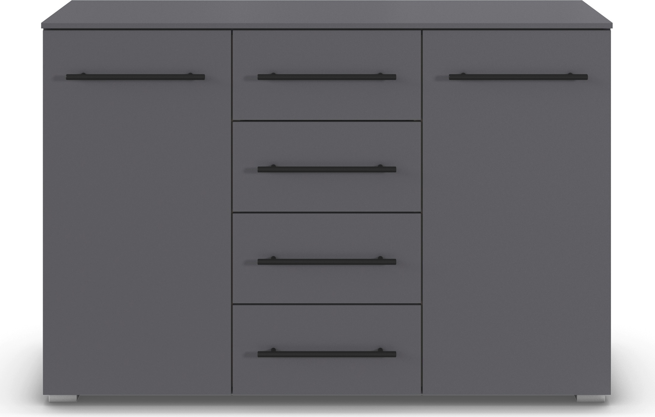 GOODproduct Commode combinée »Highboard Sideboard Schubladenkommode Kommode Schlafzimmer AVOLA« Largeur 120 cm avec fonction SOFT-CLOSE et façade décorative,  quatre grands tiroirs et 2 portes, avec 4 étagères MADE IN GERMANY