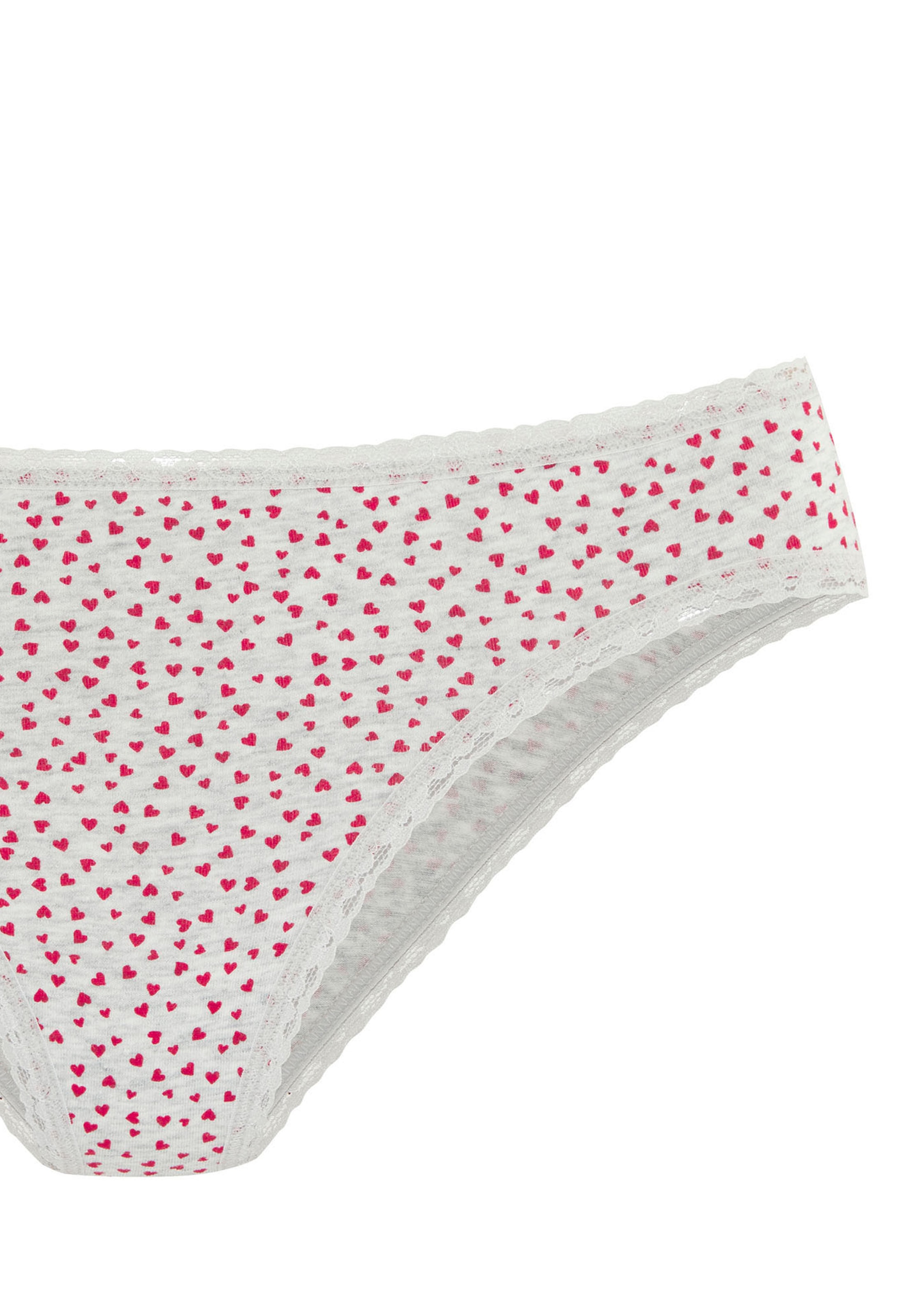 LASCANA Jazz-Pants Slips, (5er-Pack), mit süssen Herzchen-Prints und aus elastischer Baumwoll-Qualität